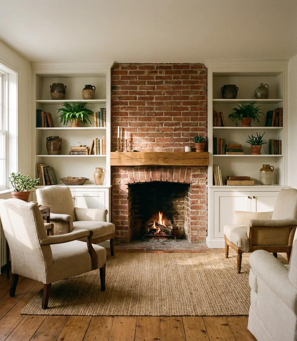 Built-In Shelves Around the Fireplace 1