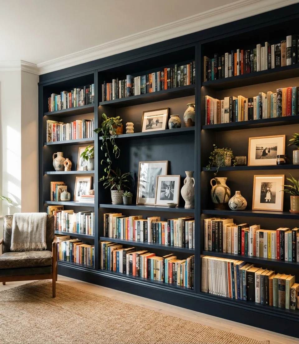 Built-In Shelves for a Custom Living Room Look 1
