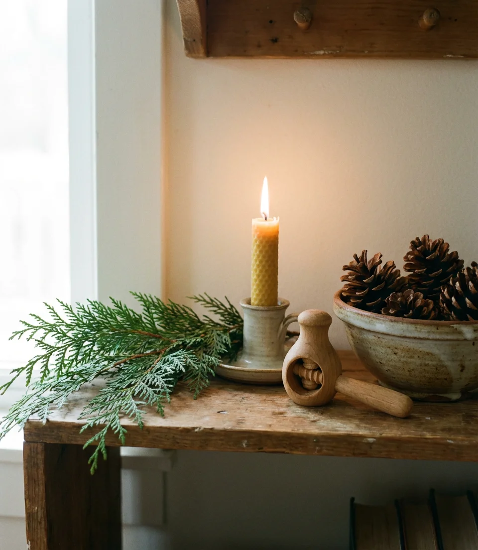 Christmas Decor on Living Room Shelves 2