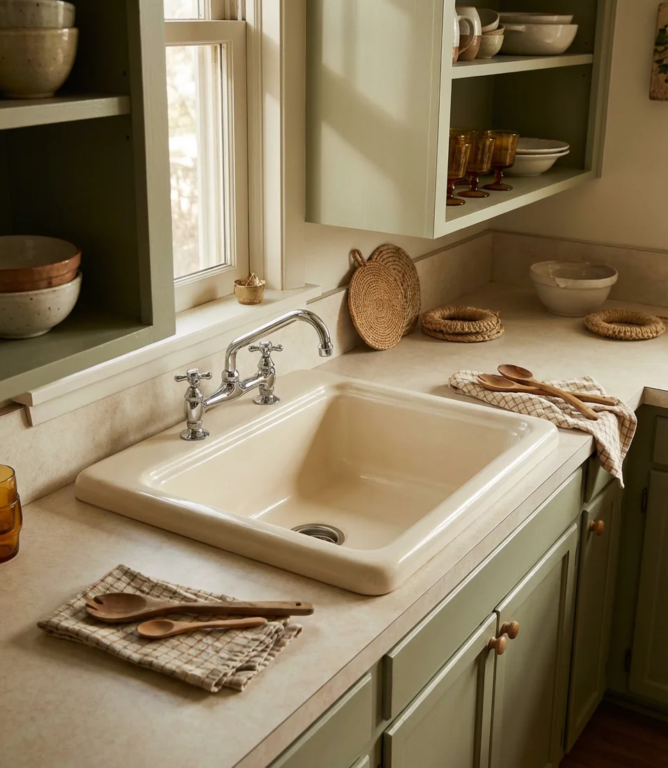 Drop-In Sink in a Retro Kitchen Refresh 1