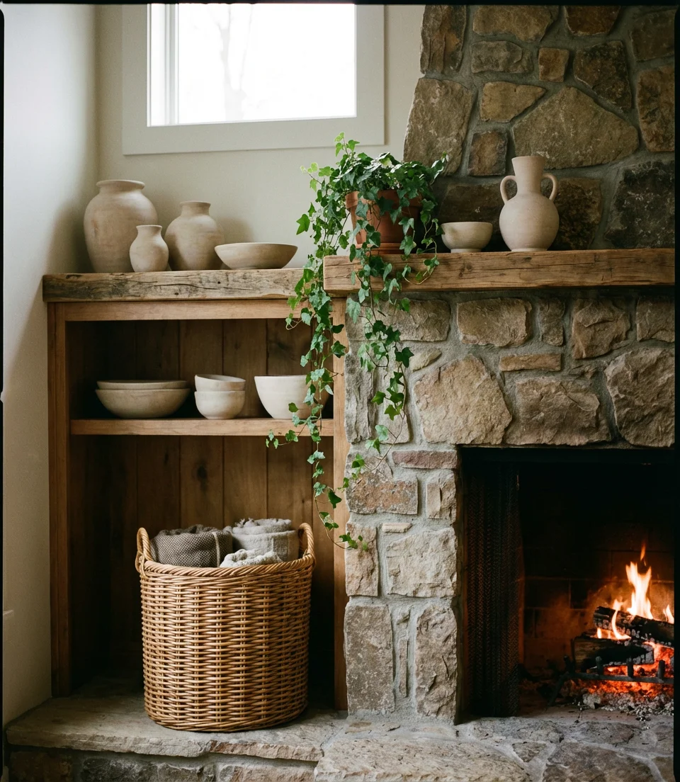 Fireplace Ideas with Shelves and a Sofa Setup 2