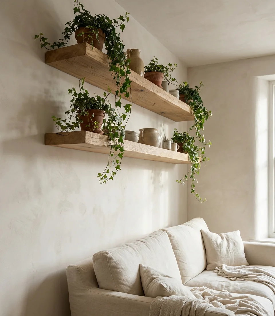 Floating Shelves Behind the Sofa 2