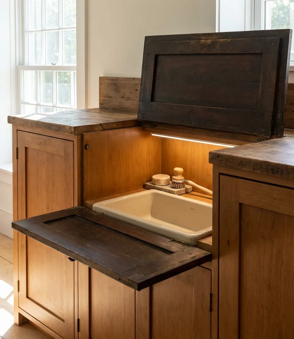 Hidden Sink Behind a Cabinet Panel 2