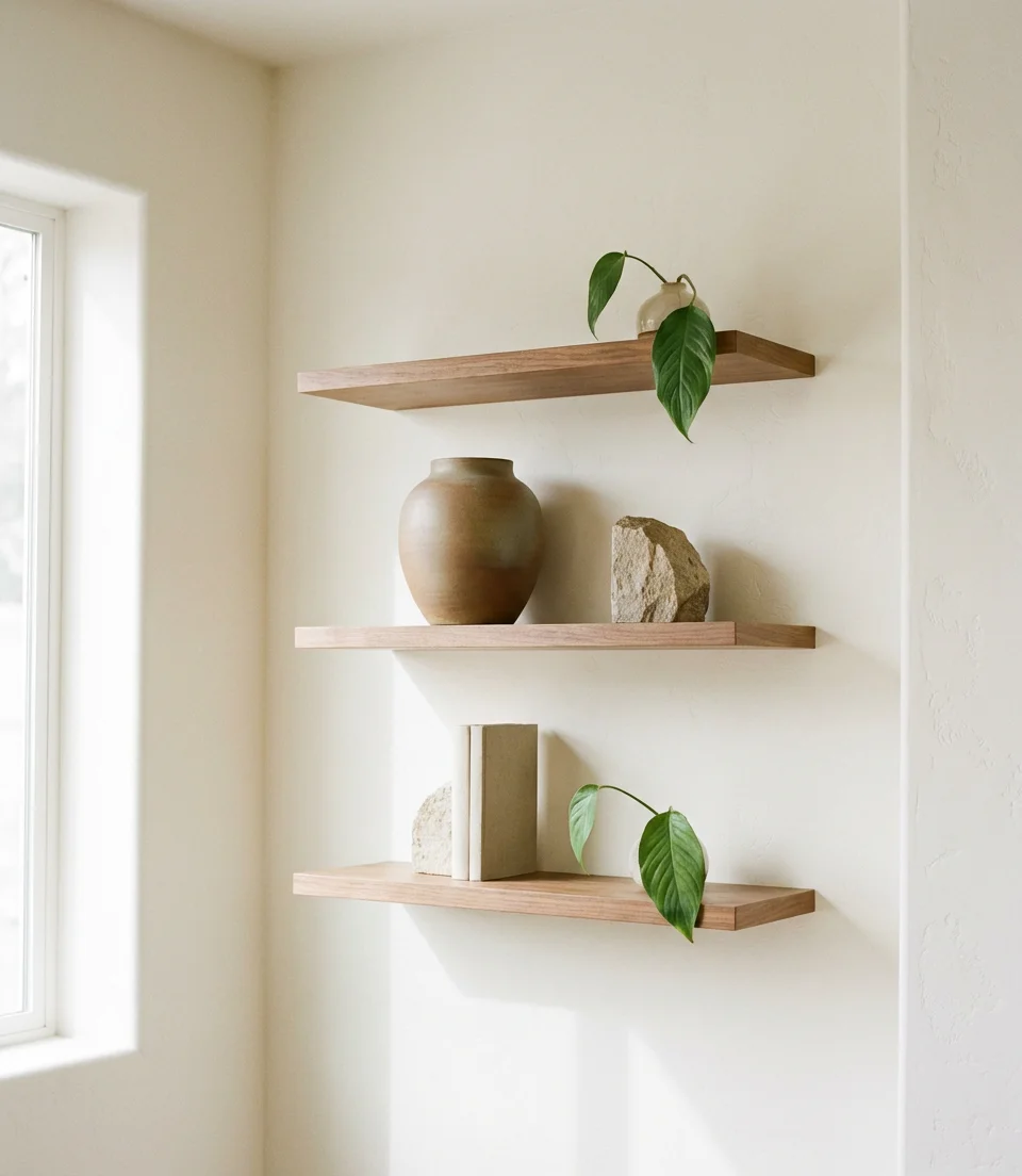 Minimalist Floating Shelf Arrangement 1