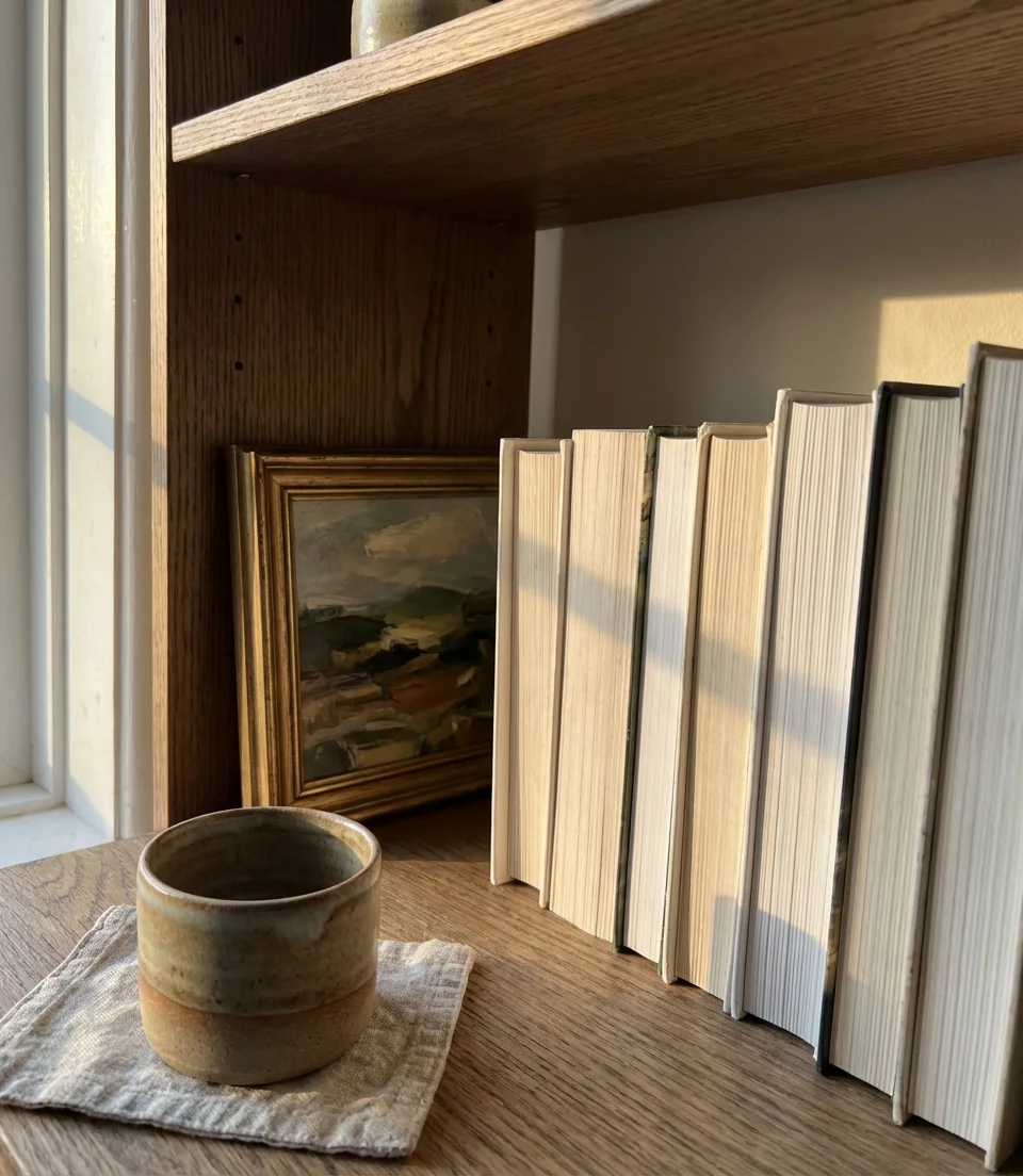 Open Shelves Styled with Books and Art 2