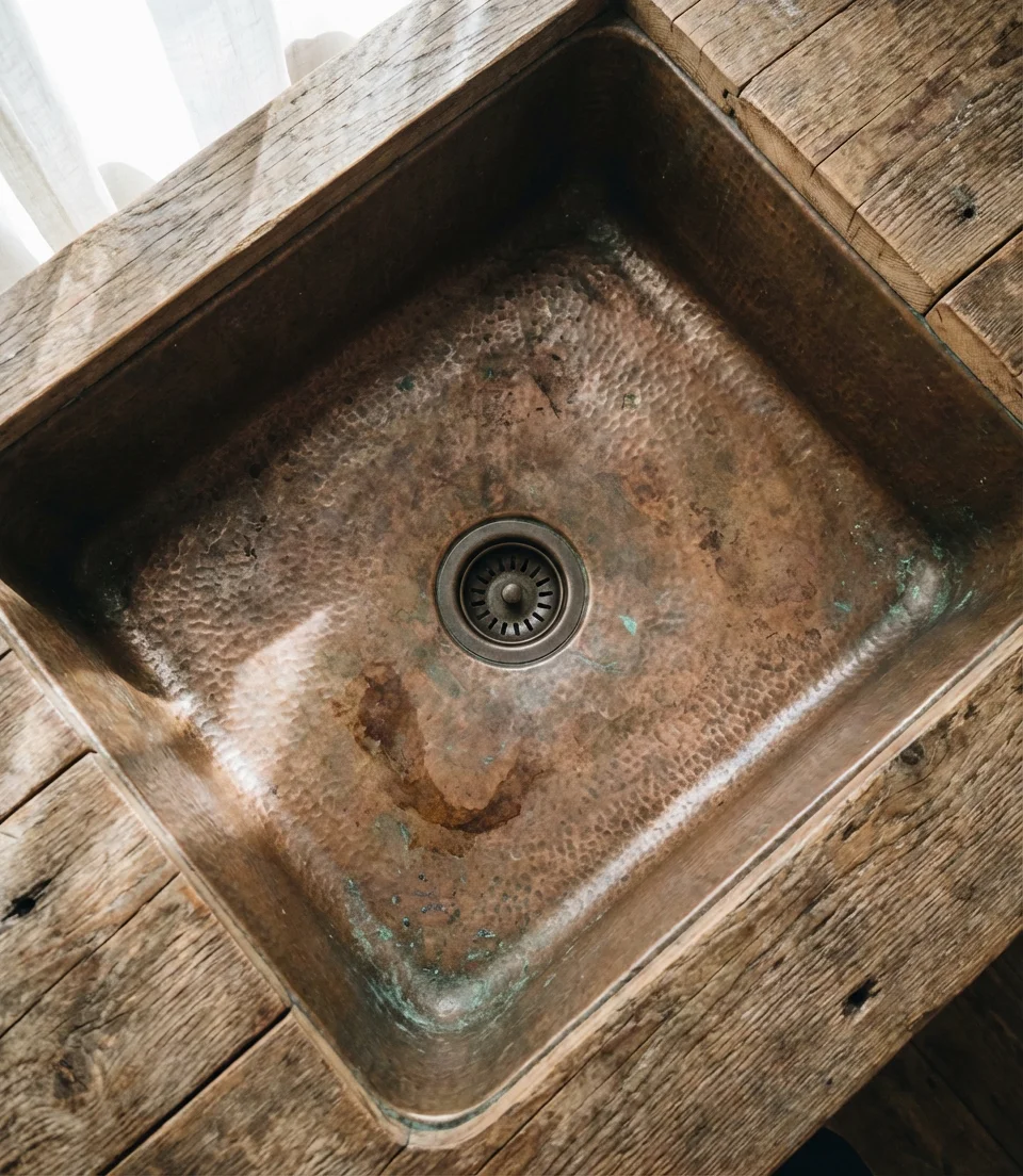 Rustic Copper Sink in a Farmhouse Kitchen 2