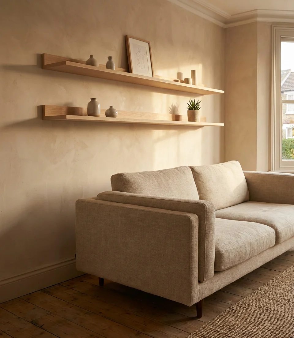 Shelf Decor Ideas for the Wall Behind the Couch 2