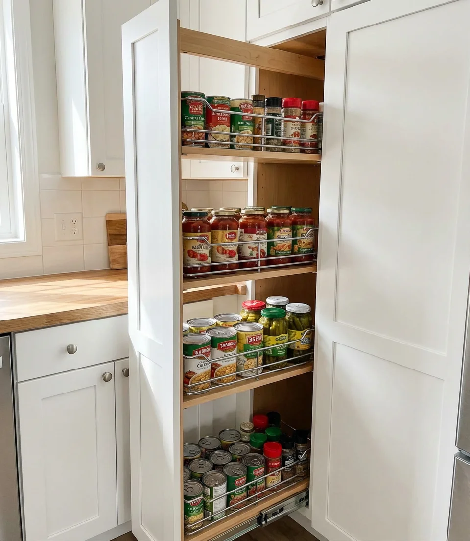 Small Kitchen Corner Pantry With a Pull-Out Column 1