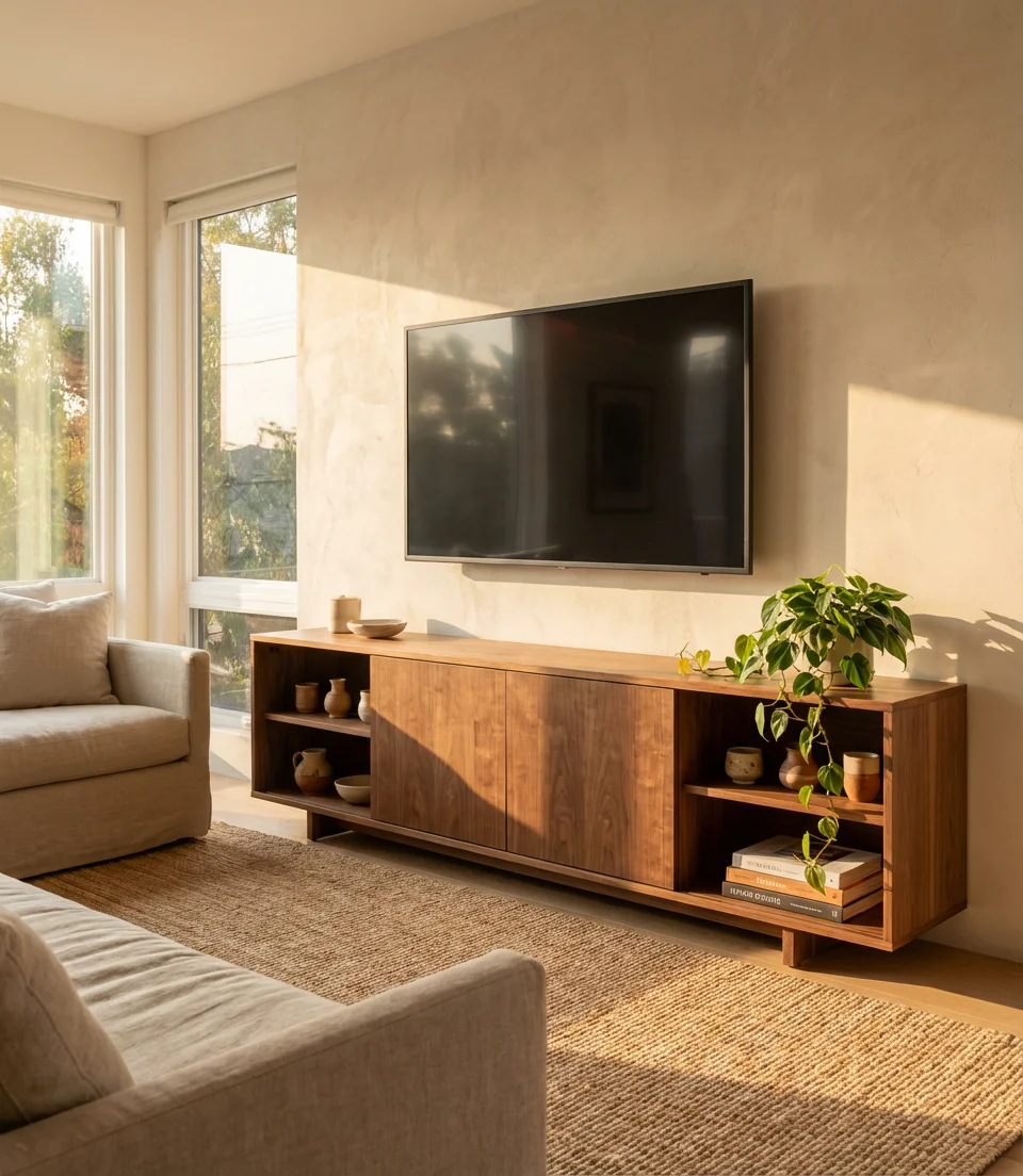 Tv Unit with Integrated Shelf Display 1