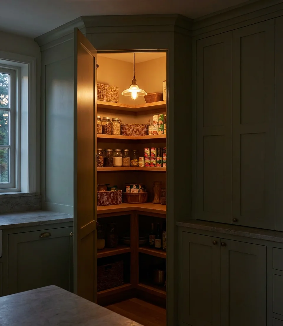Walk-In Corner Pantry With a Hidden Entry 2