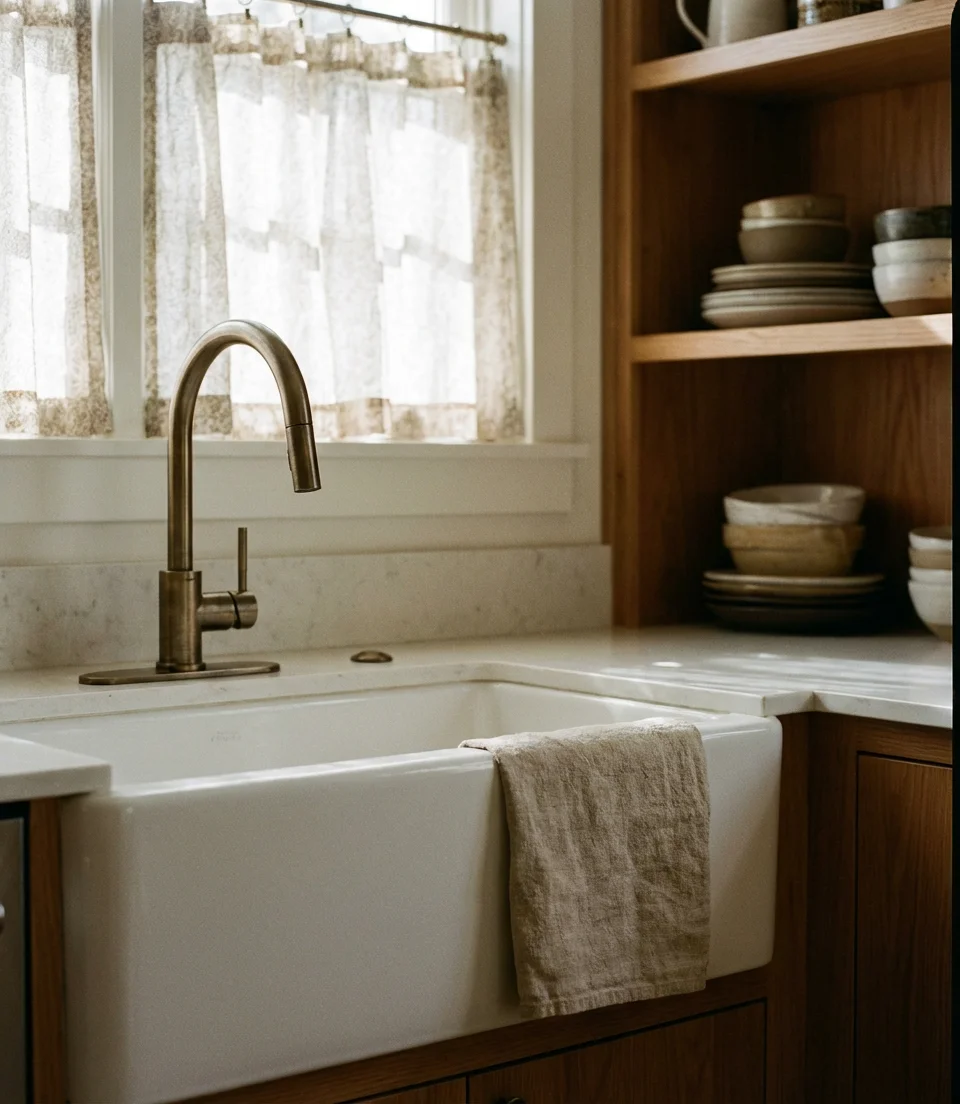 White Farmhouse Sink as a Kitchen Focal Point 2