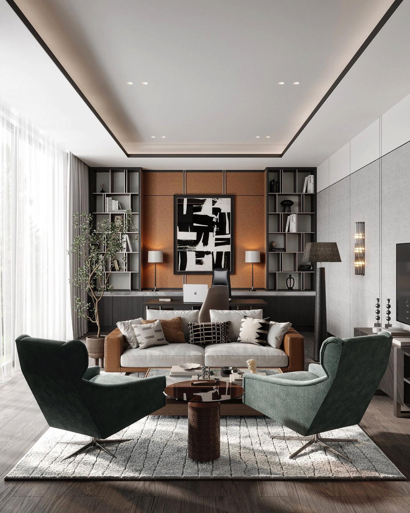 31 Home Office in Living Room Ideas for Stylish Productivity | Trends ...