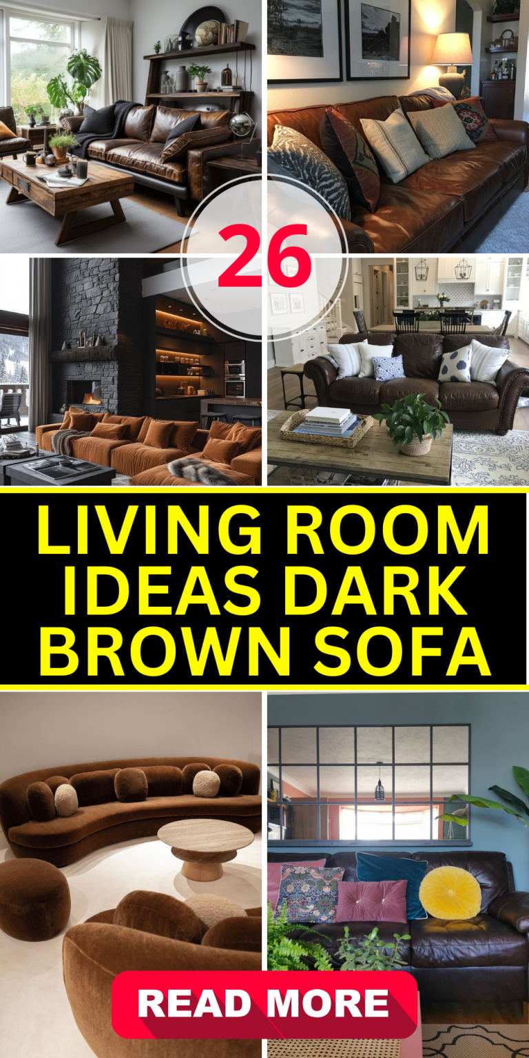 Explore 31 Chic Living Room Ideas Featuring Dark Brown Sofas ...