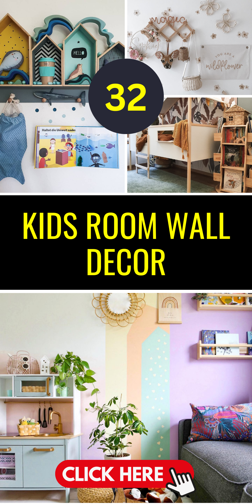 32 Creative Kids Room Wall Decor Ideas for Magical Spaces - placeideal.com
