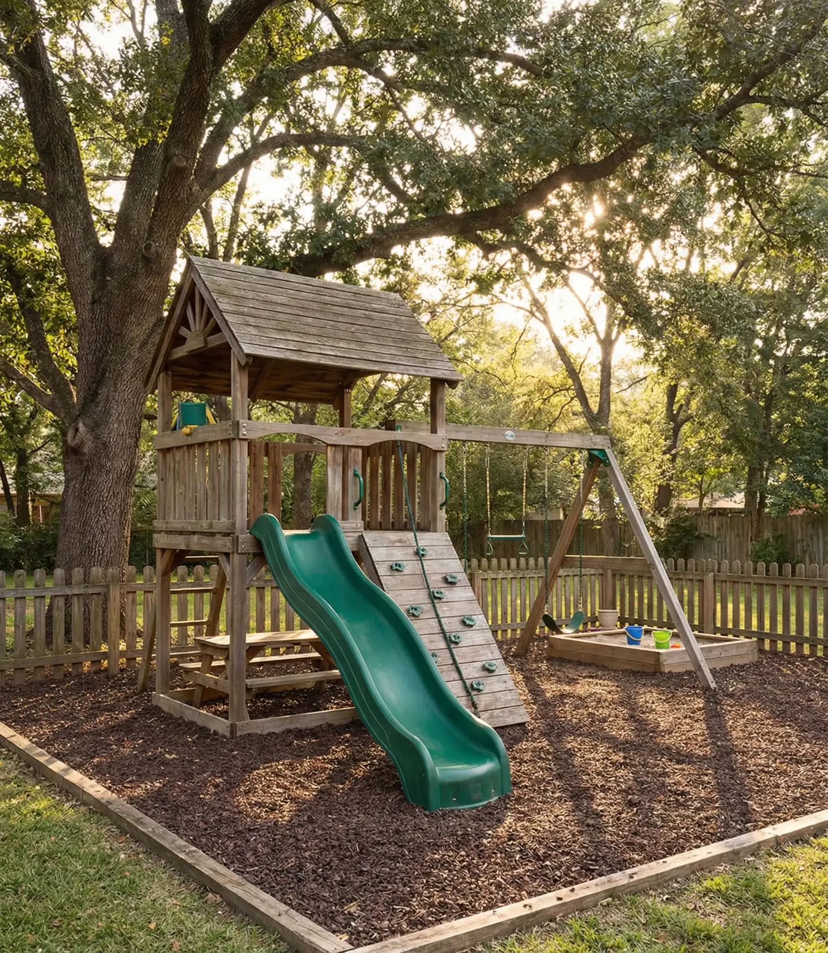 Adventure Playground Corner with Mulch Base 1