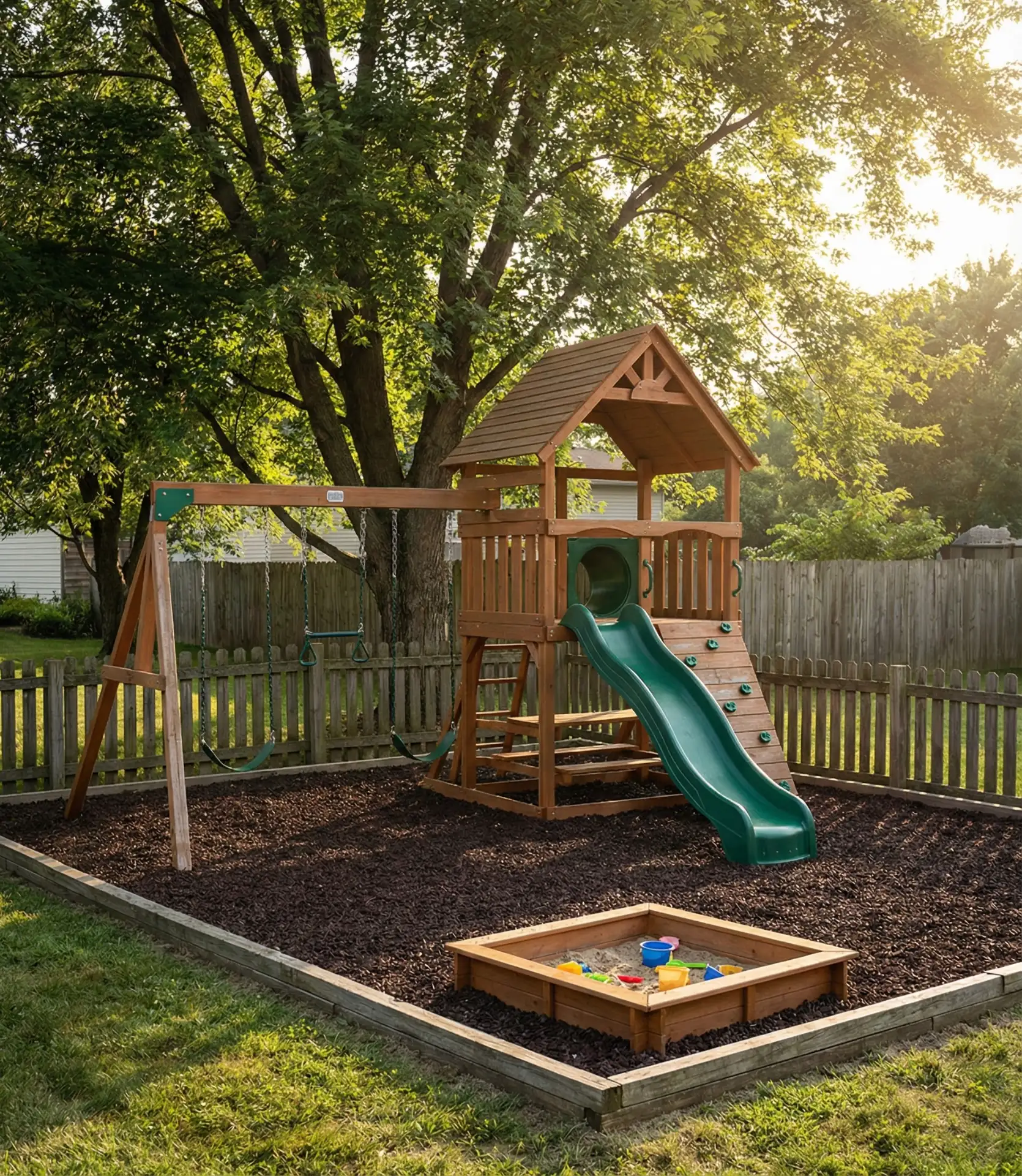 Adventure Playground Corner with Mulch Base 2