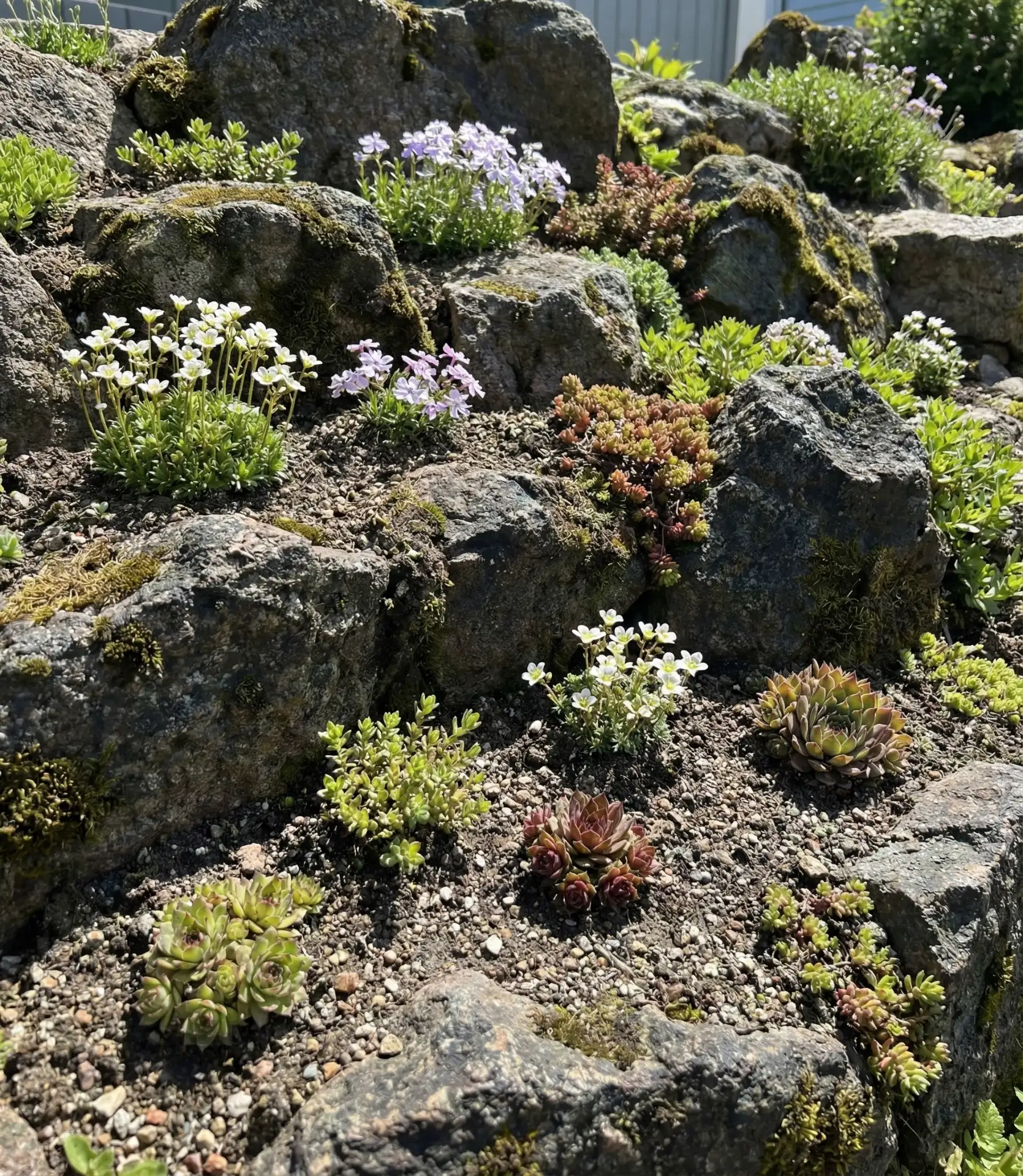 Alpine Rock Garden with Mountain Plants 1