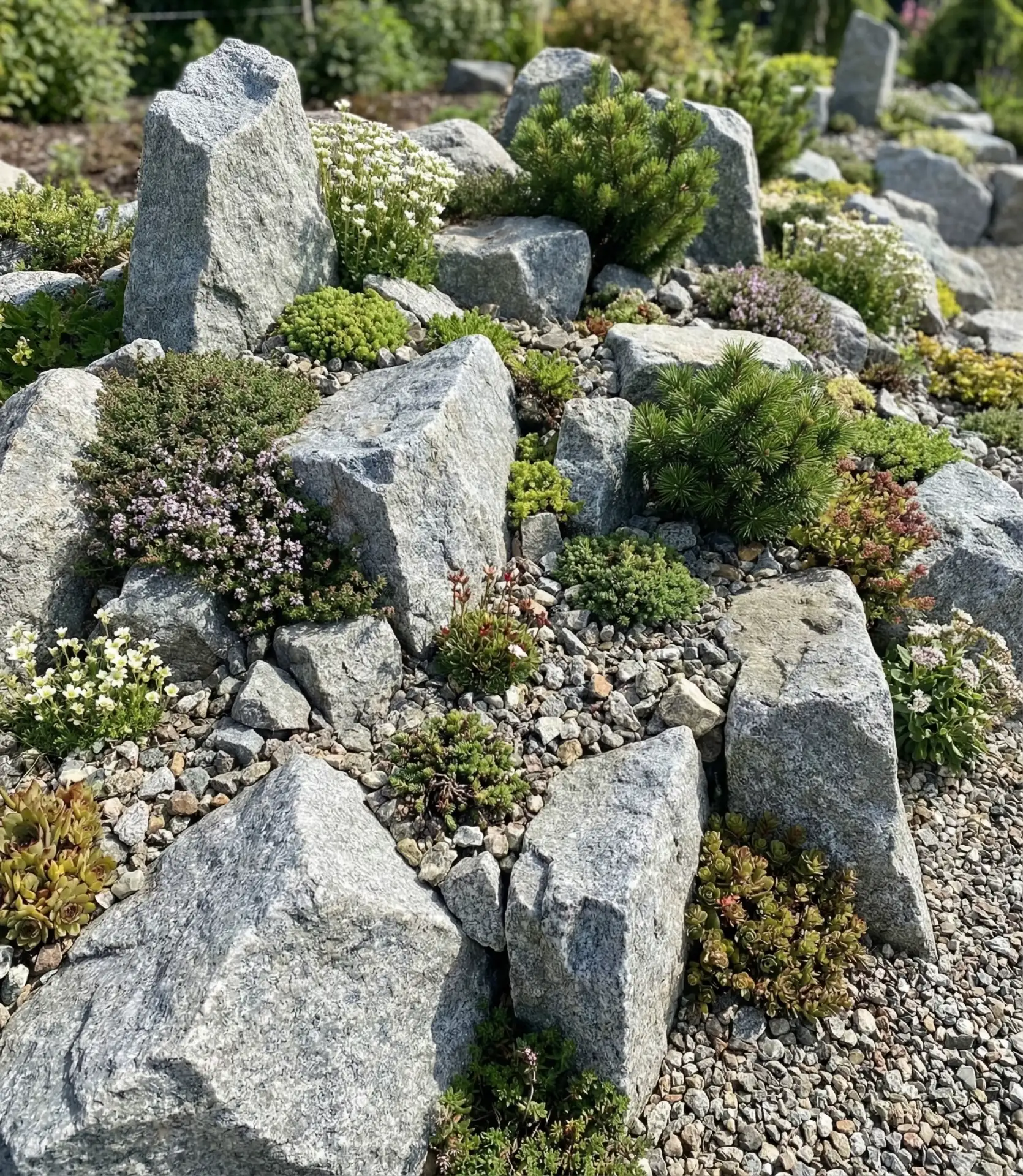 Alpine Rock Garden with Mountain Plants 2