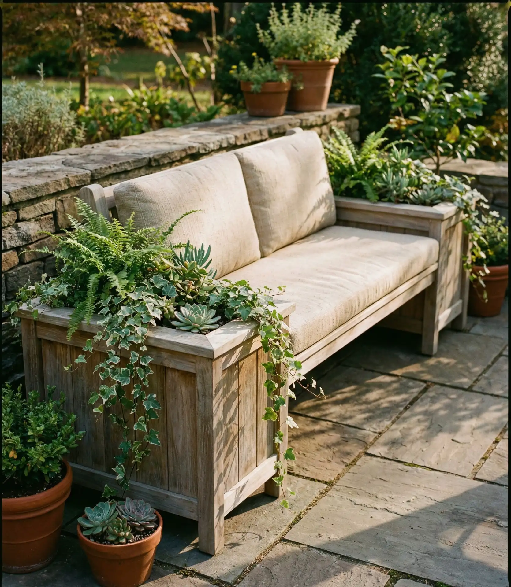 Bench Seating with Integrated Planters 2