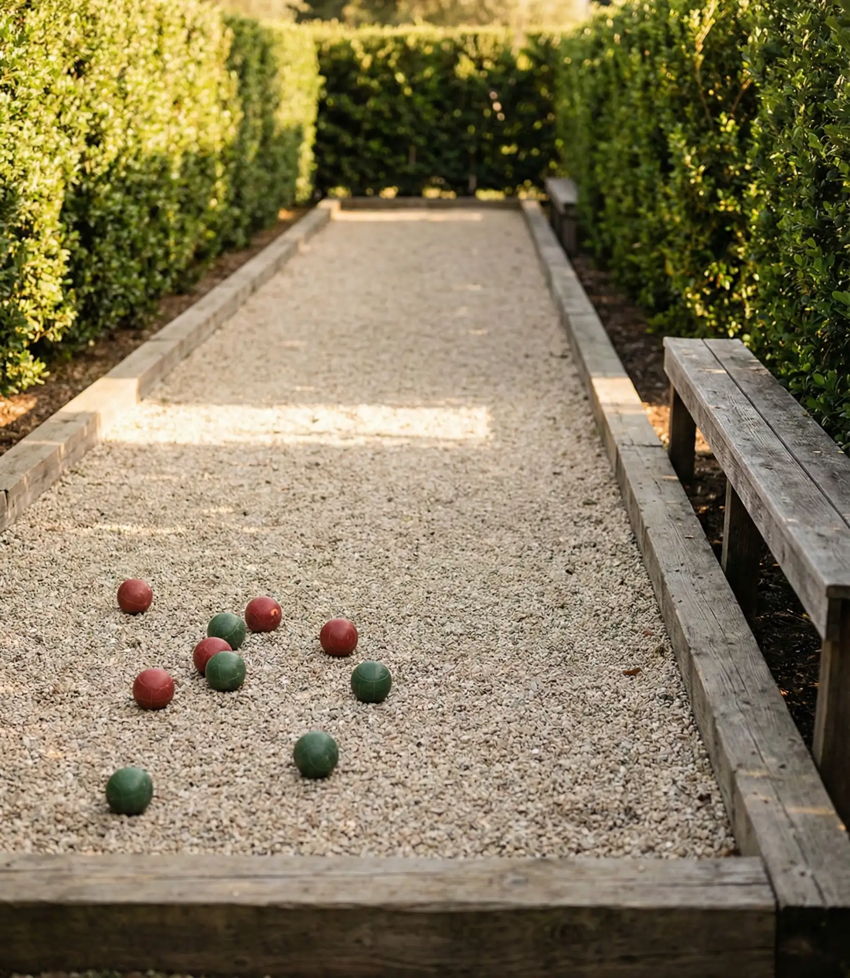 Bocce Ball Court with Pea Gravel Surface 1
