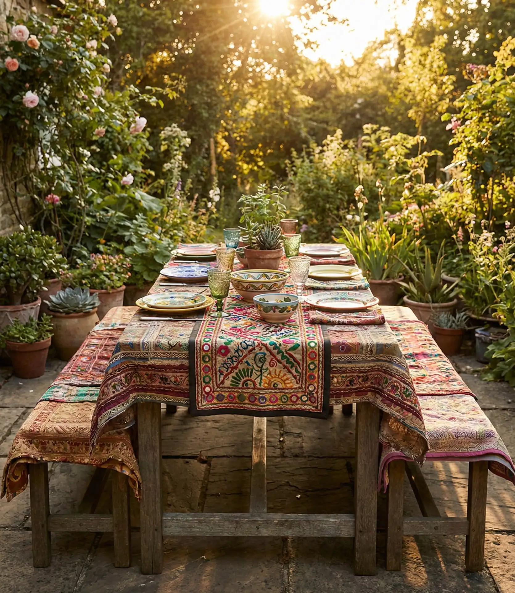 Bohemian Textiles with Layered Patterns 1