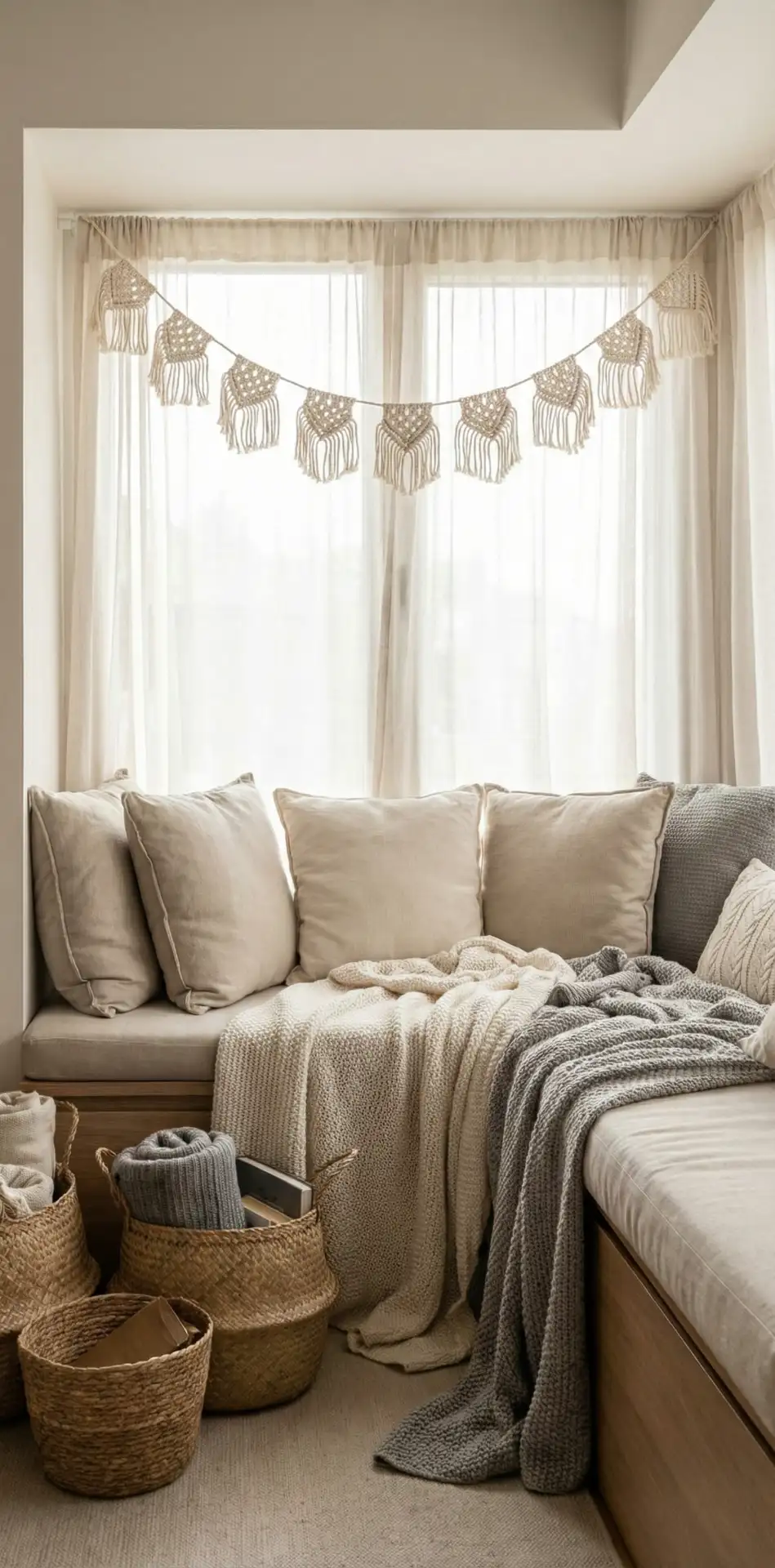 Boho Heart Garland over Reading Nook 1