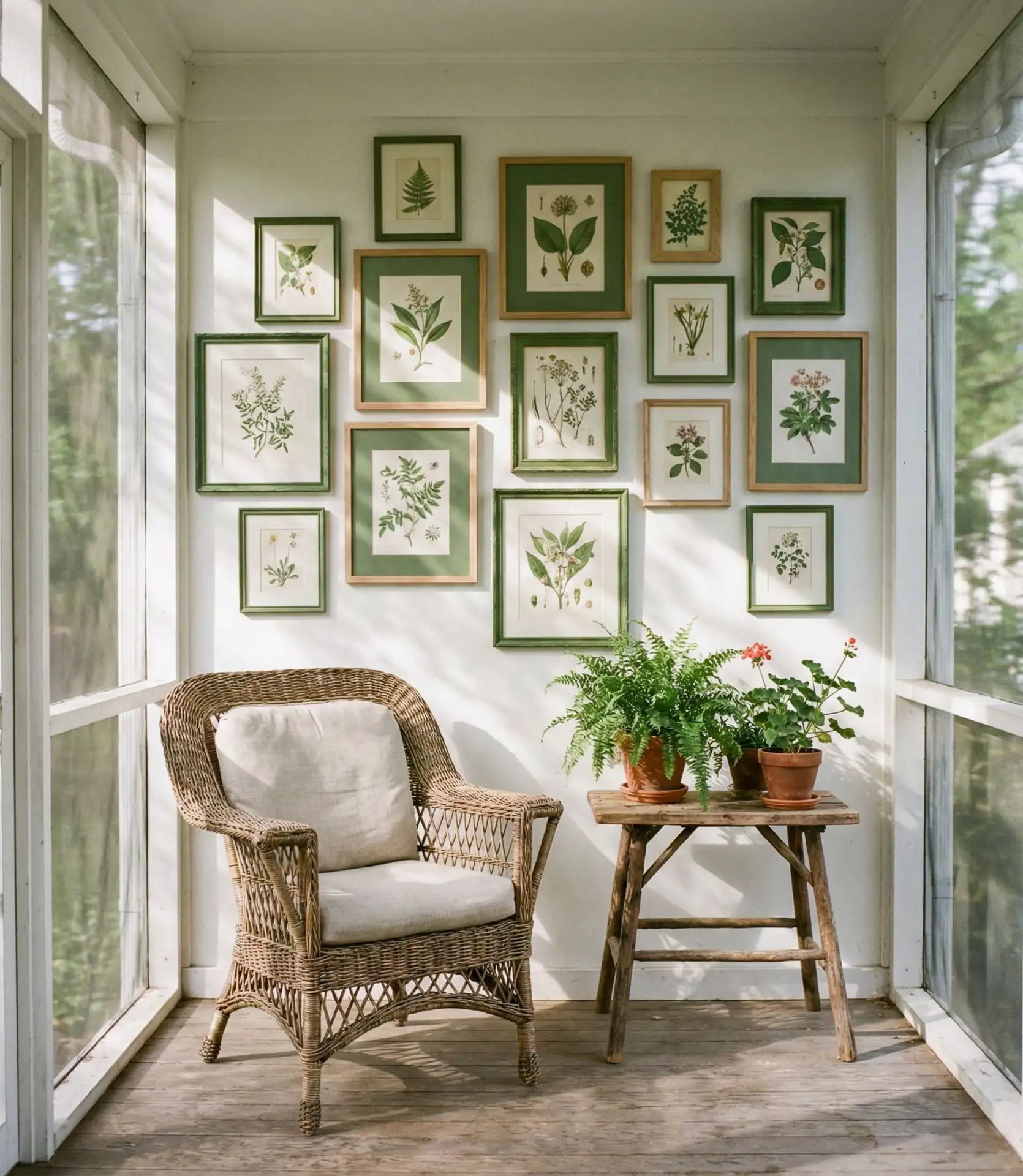 Botanical Gallery Wall with Green Accents 1