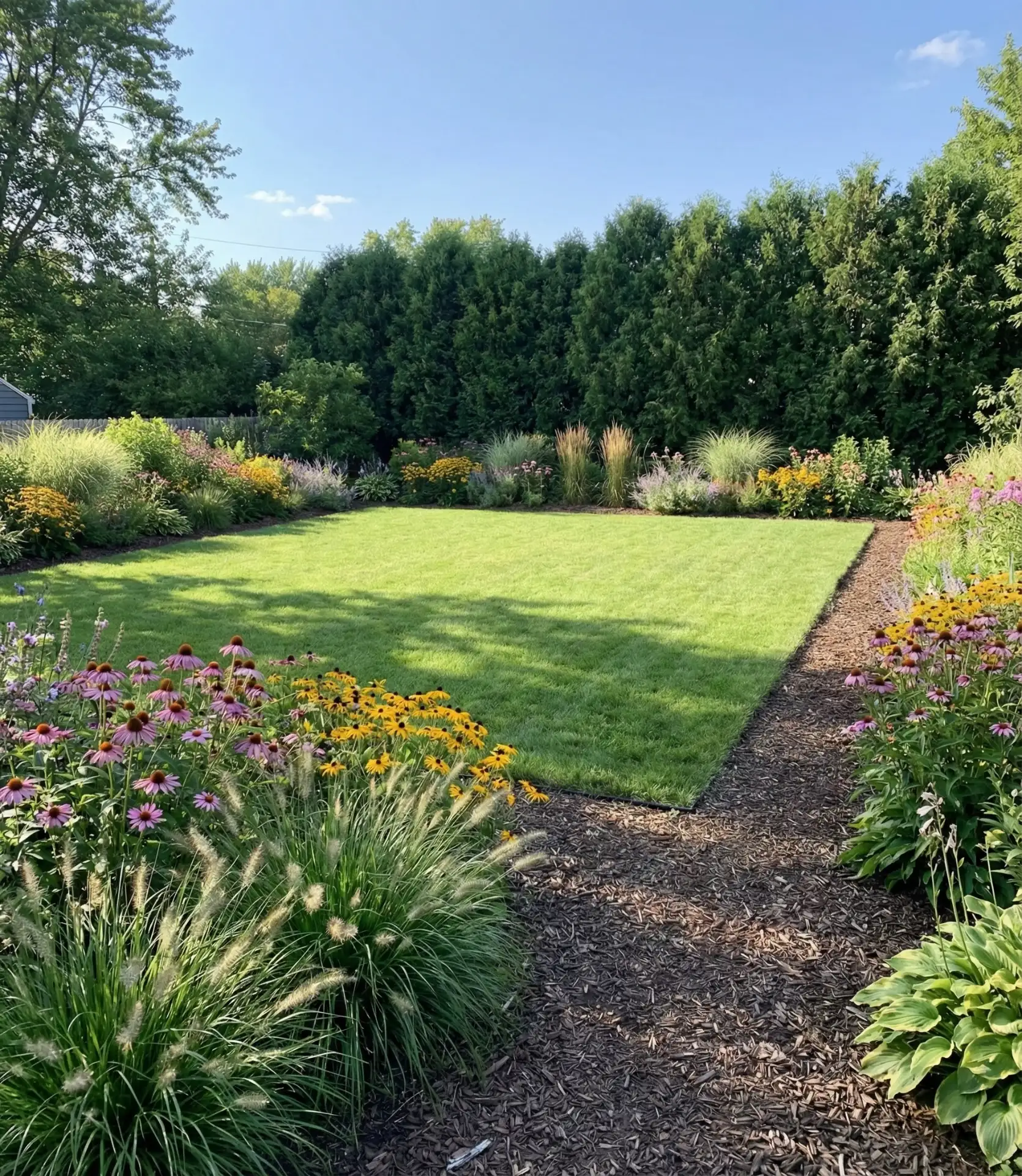Central Lawn Oasis Surrounded by Gardens 1