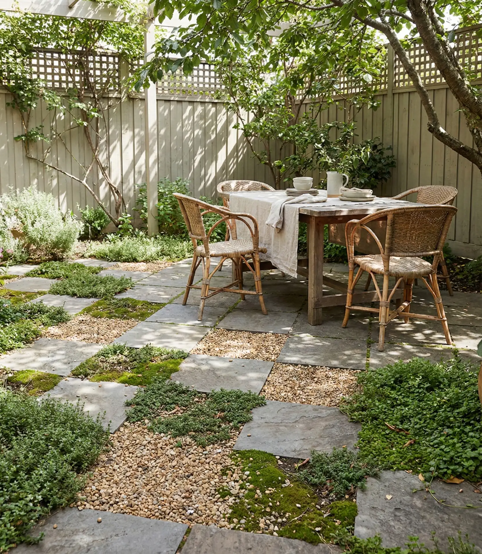 Checkered Paver Pattern with Pea Gravel Accents 1