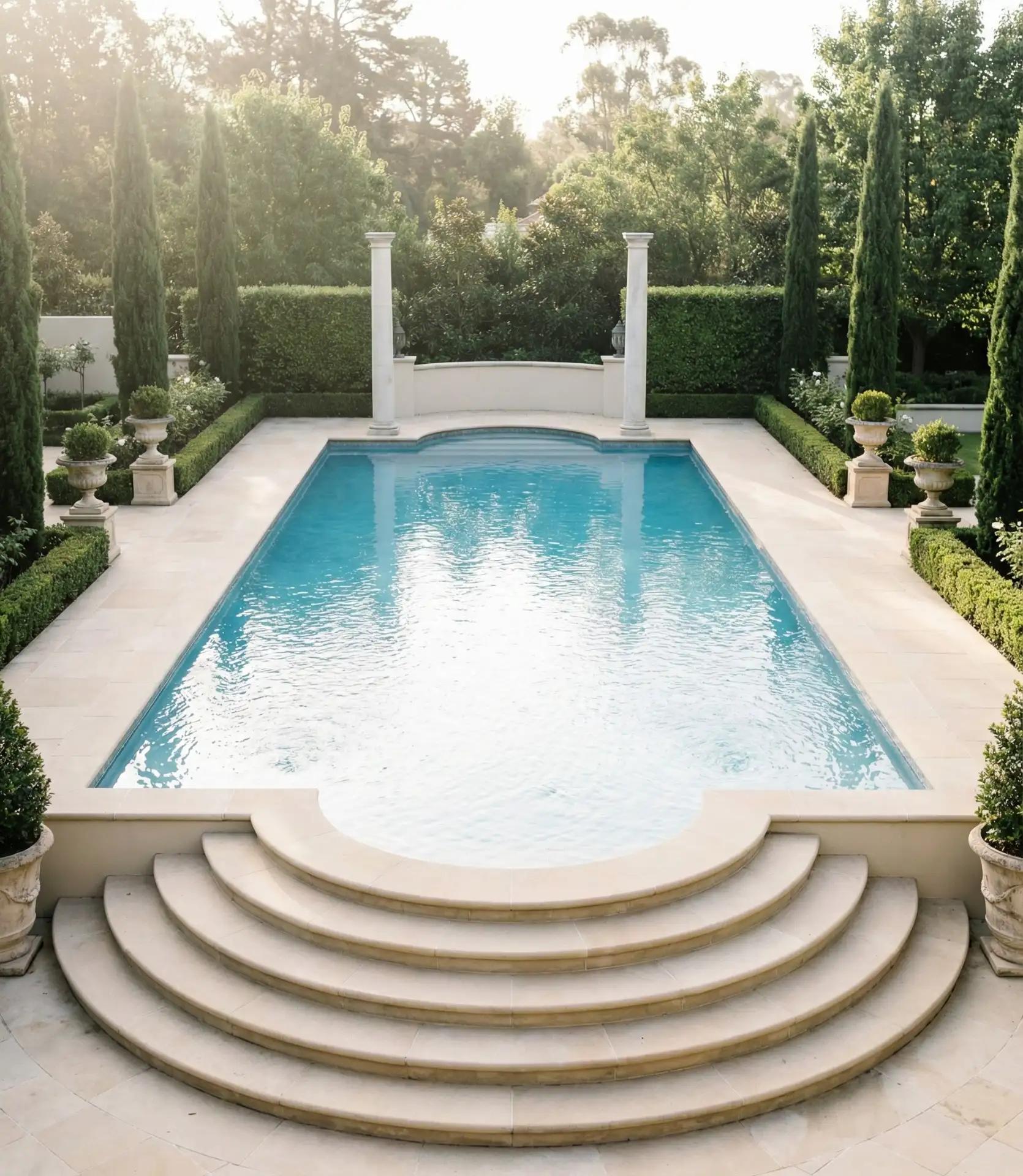 Classic Roman End Pool with Columns 2