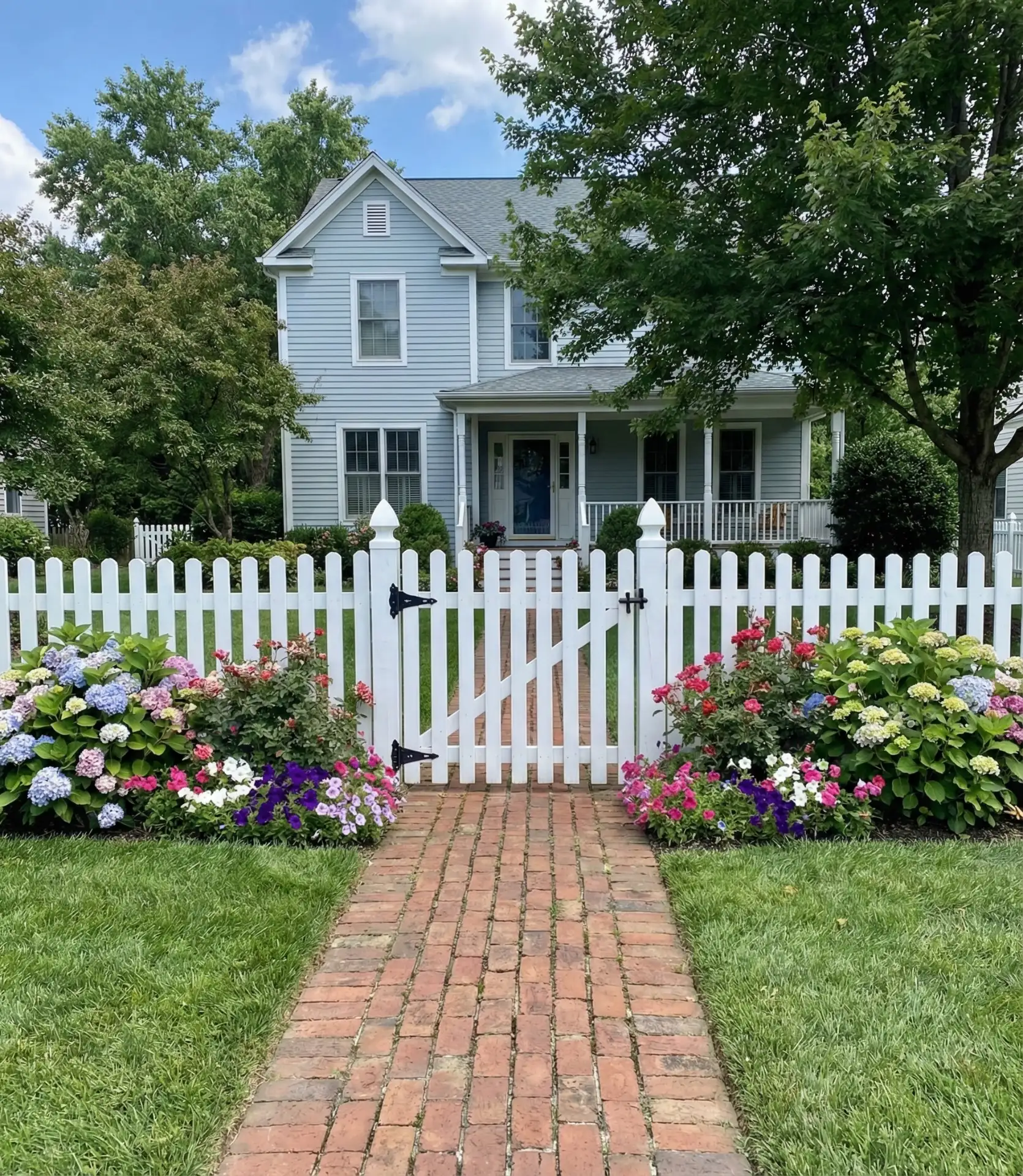 Classic White Picket Front Yard Fence 2