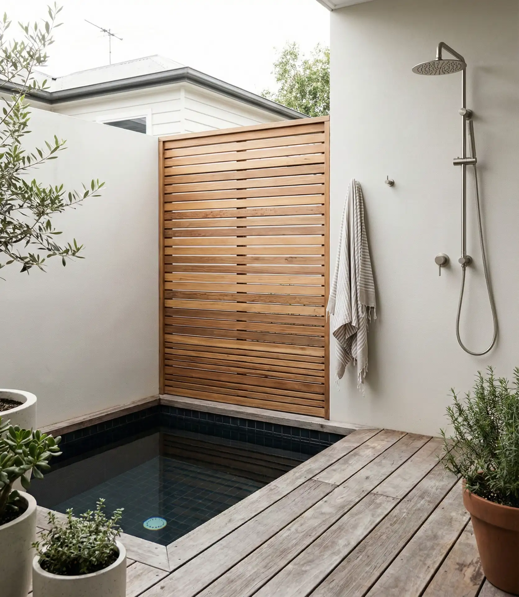 Compact Plunge Pool with Outdoor Shower 1