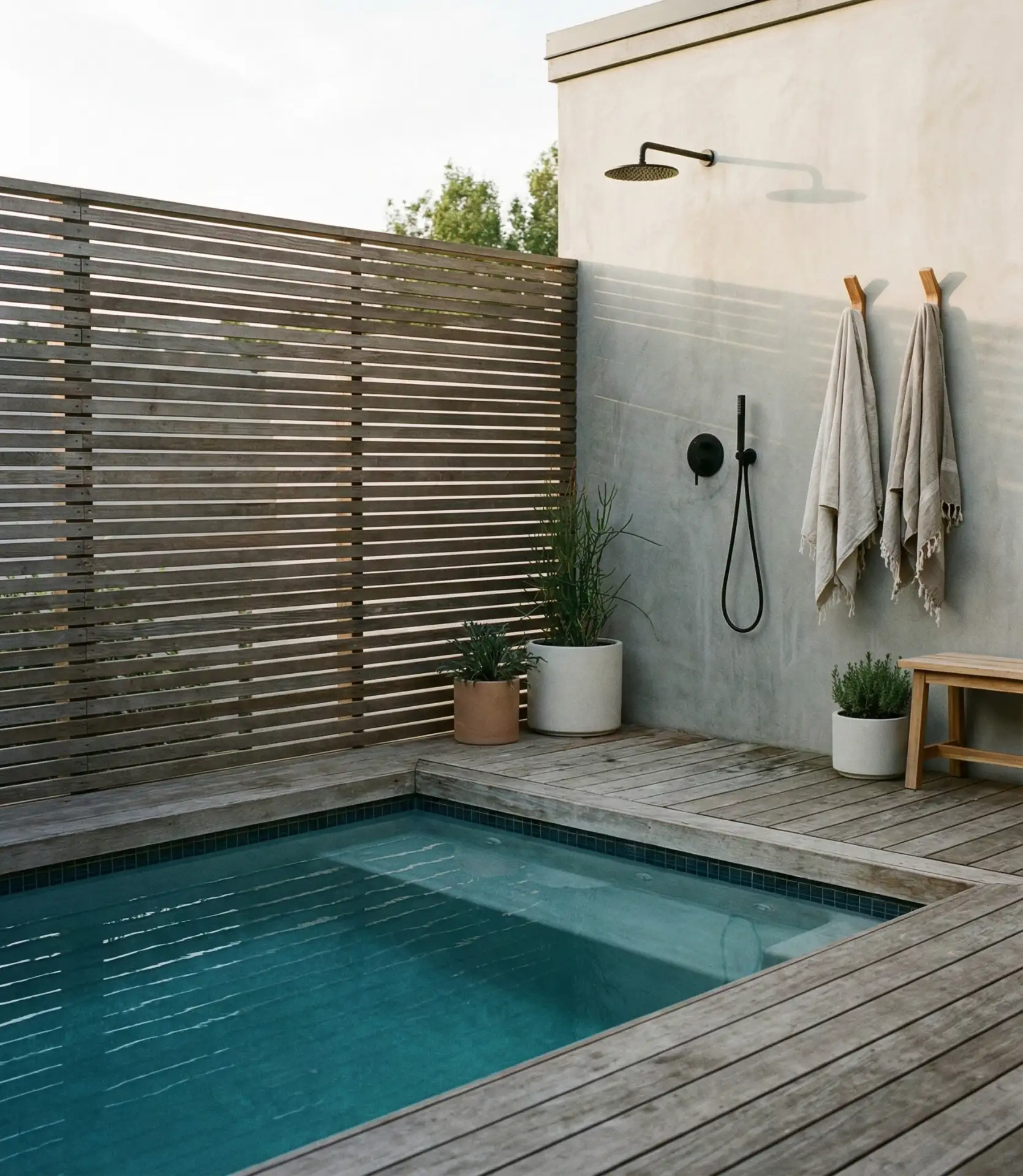 Compact Plunge Pool with Outdoor Shower 2