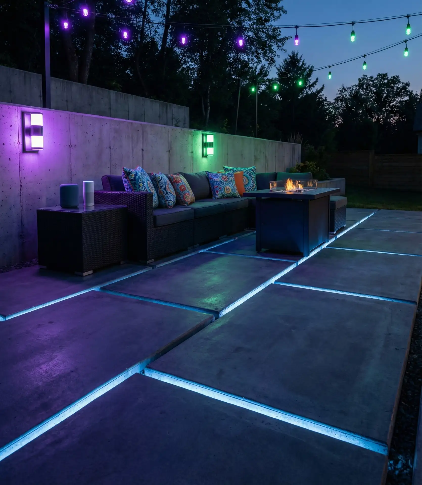 Contemporary Paver Patio with Decorating Ideas and Smart-Lighting 2