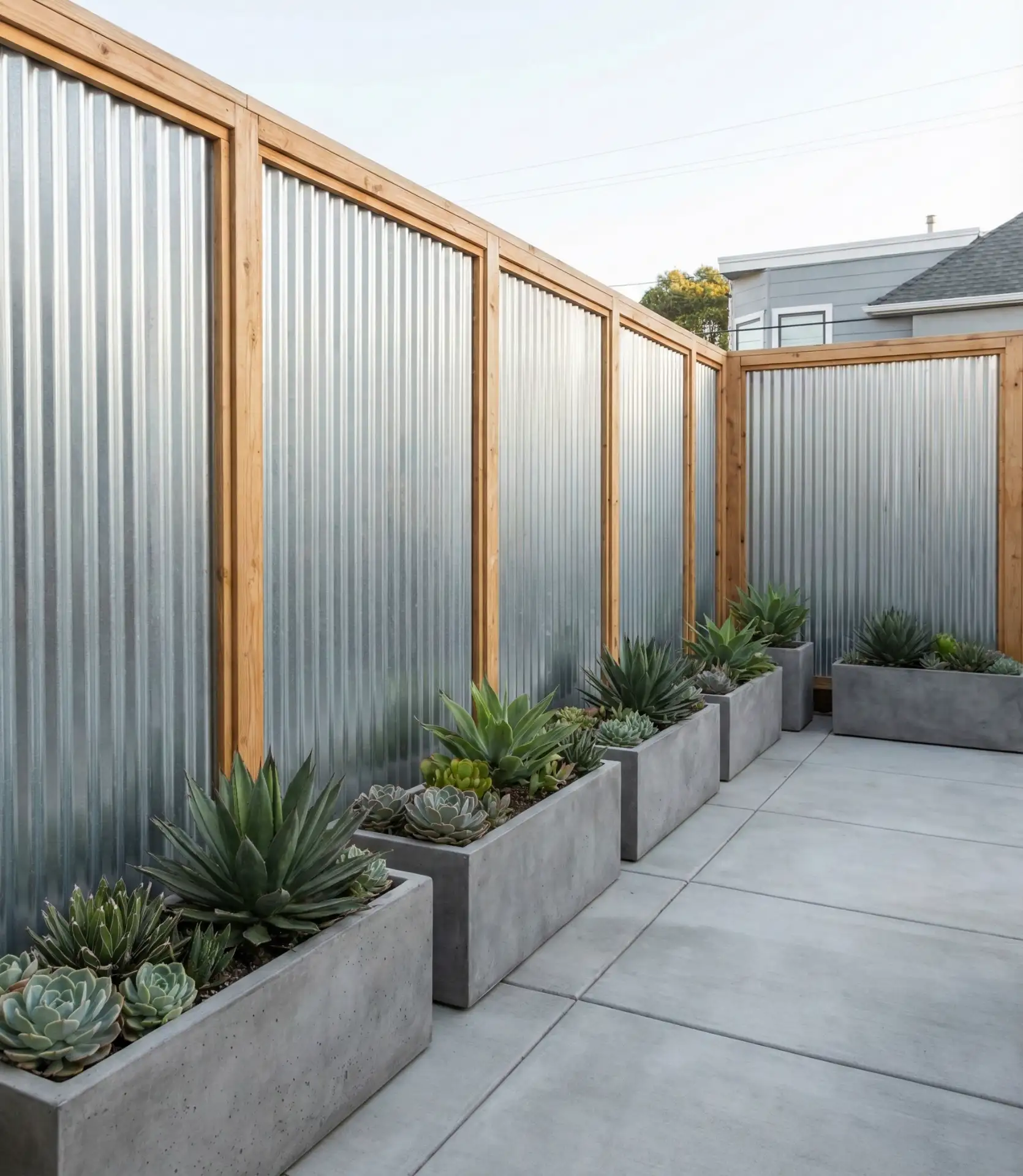 Corrugated Metal Industrial Accent Fence 1