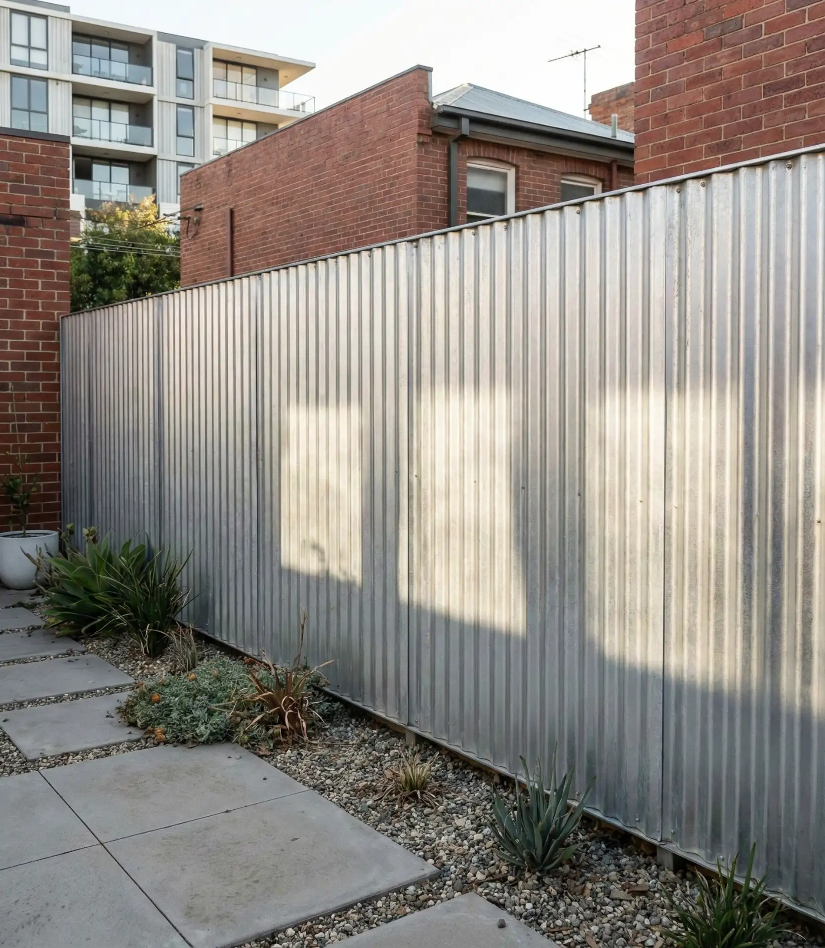 Corrugated Metal Industrial Fence 1