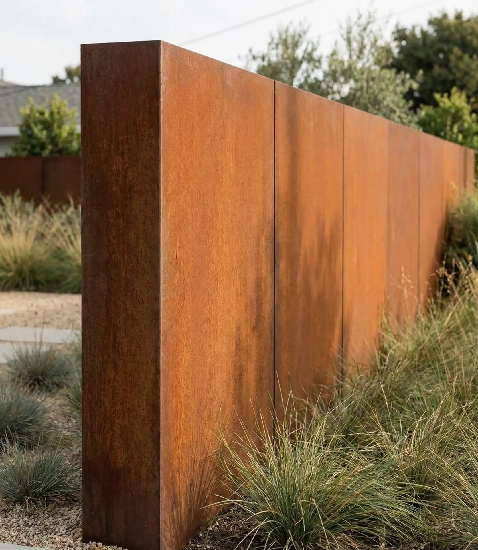 Corten Steel Weathering Panel Fence 1