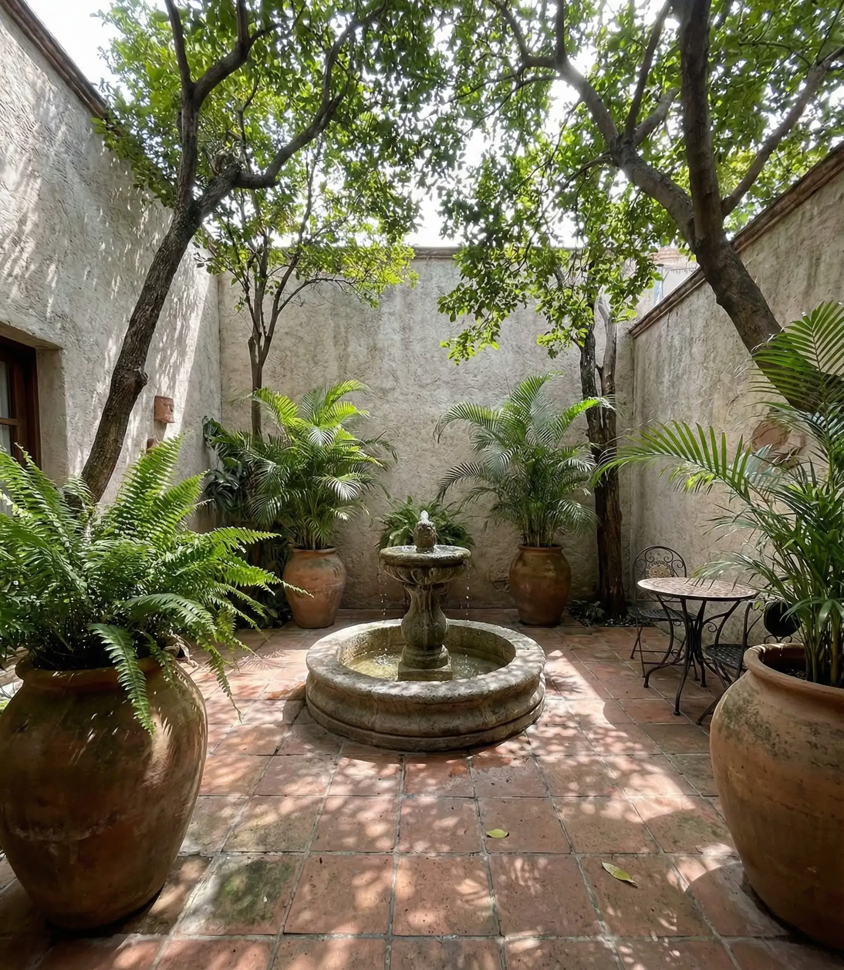 Courtyard-Style Enclosed Garden with Fountain 1