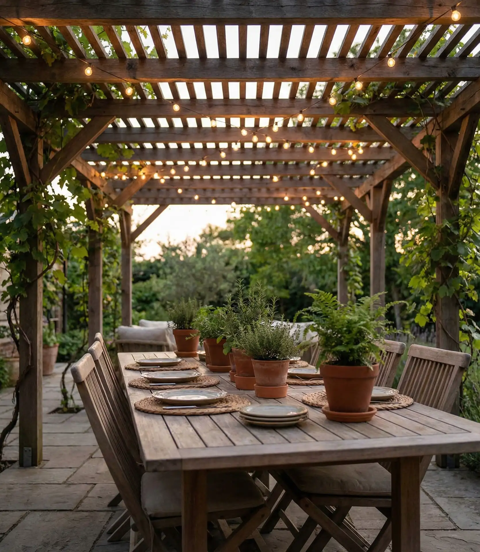 Covered Dining Pavilion with String Lights 1