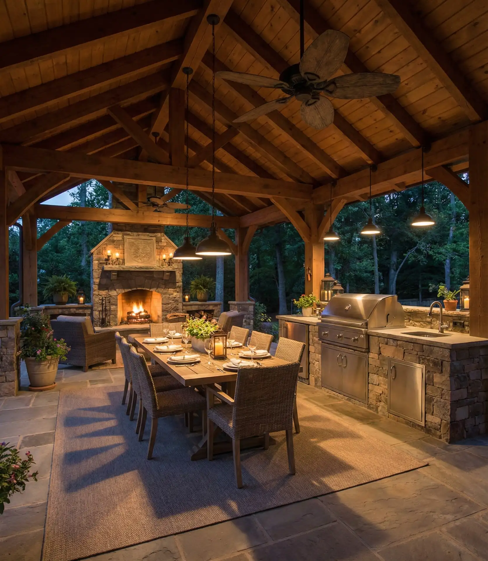 Covered Outdoor Kitchen and Dining Pavilion 1