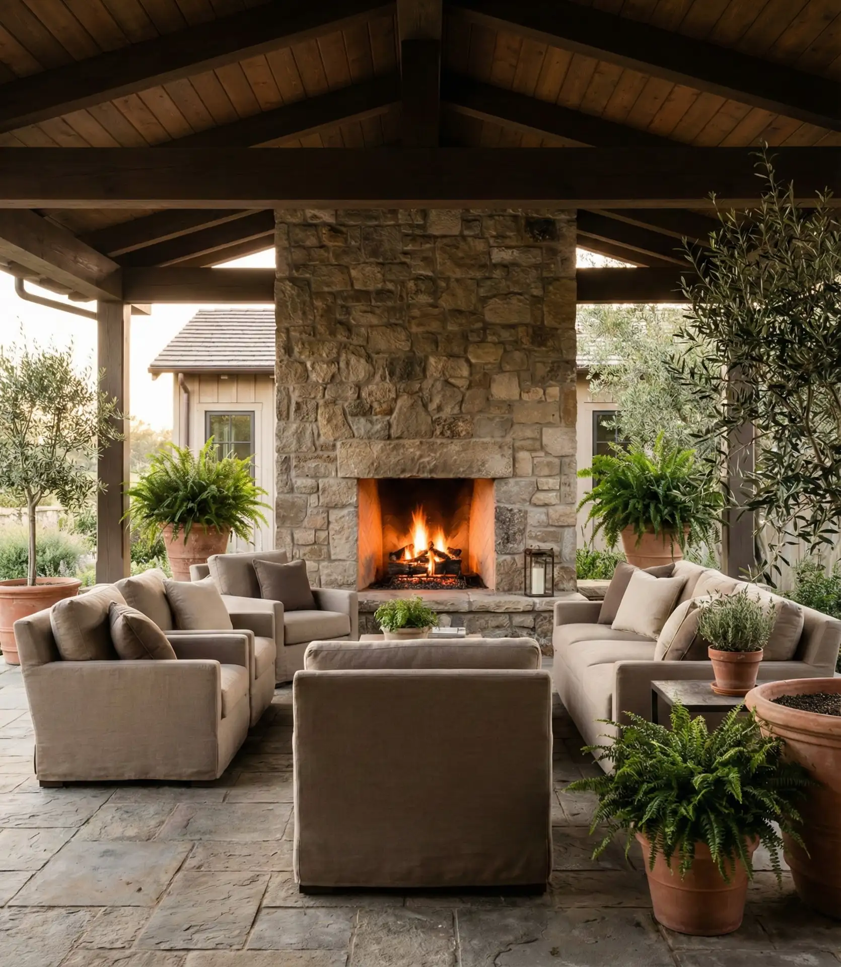 Covered Patio Living Room with Fireplace 1