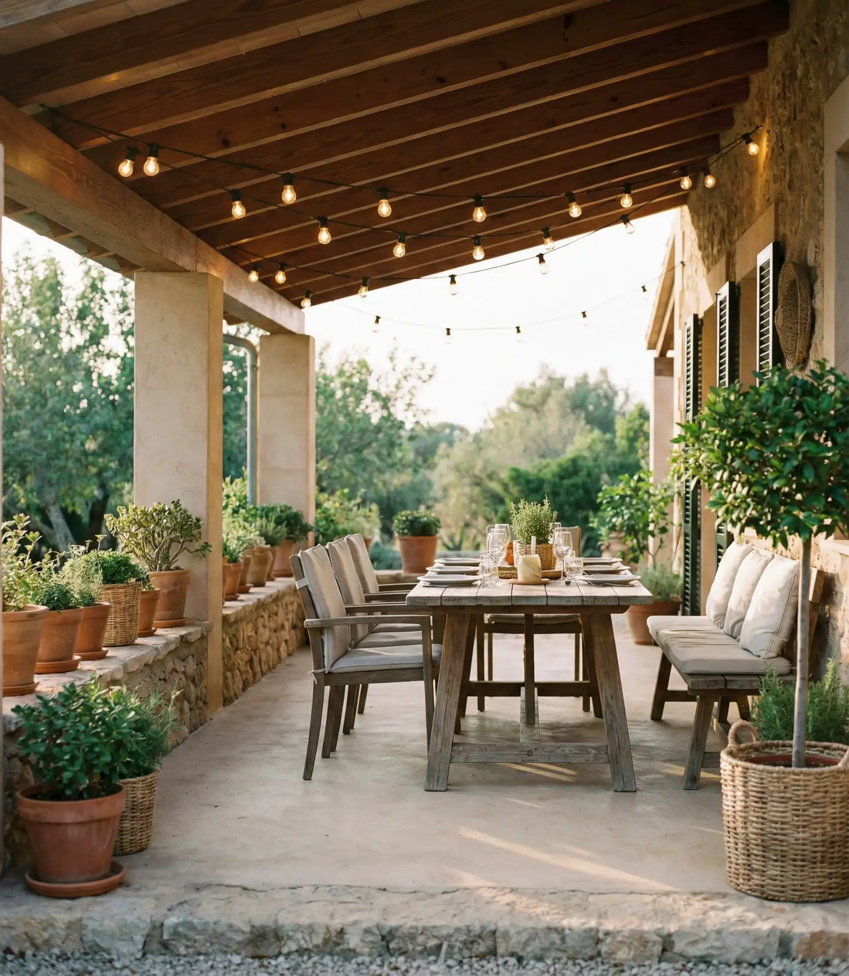 Covered Terrace with String Lighting 2