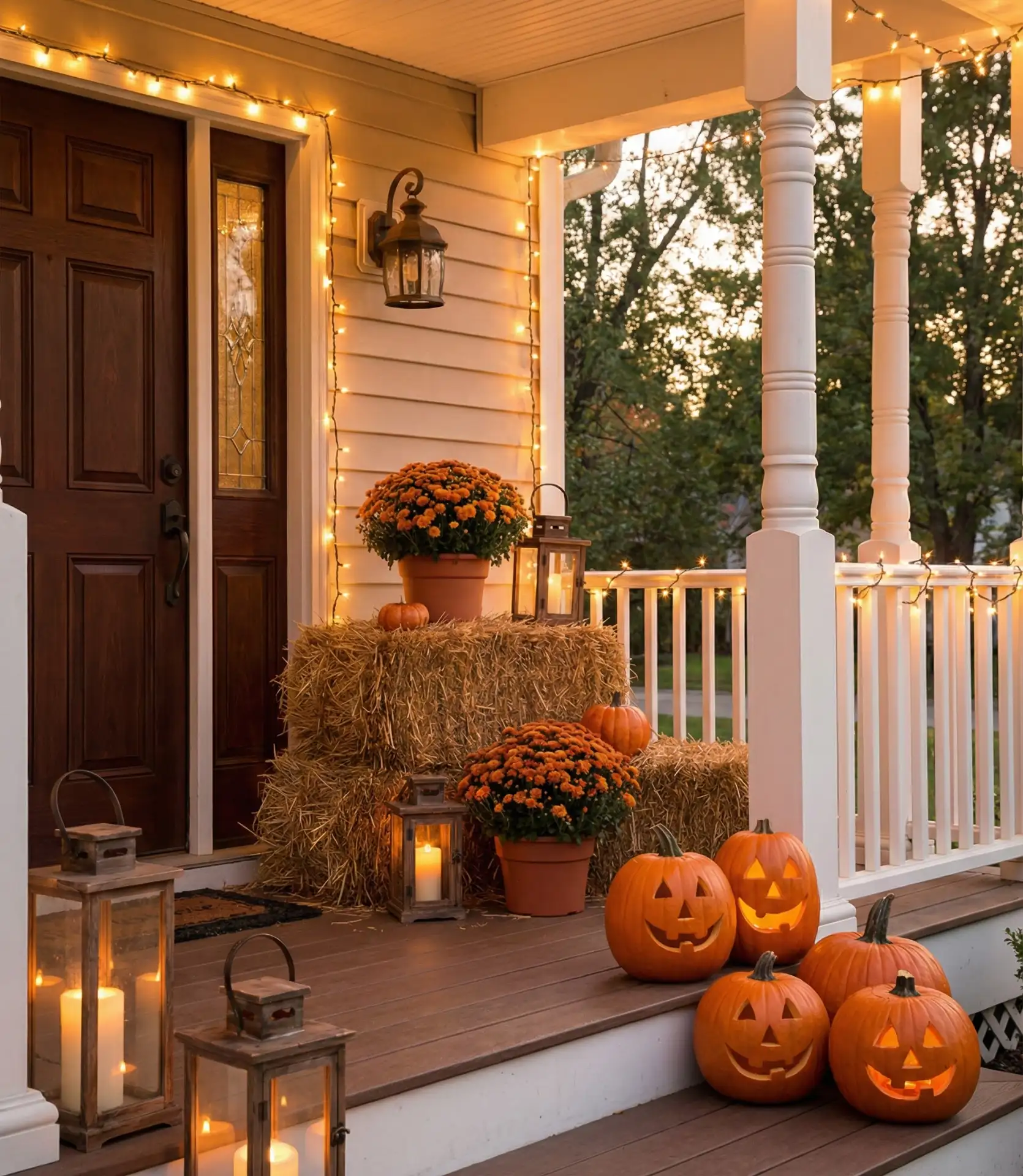 Cozy Halloween Porch Displays 1