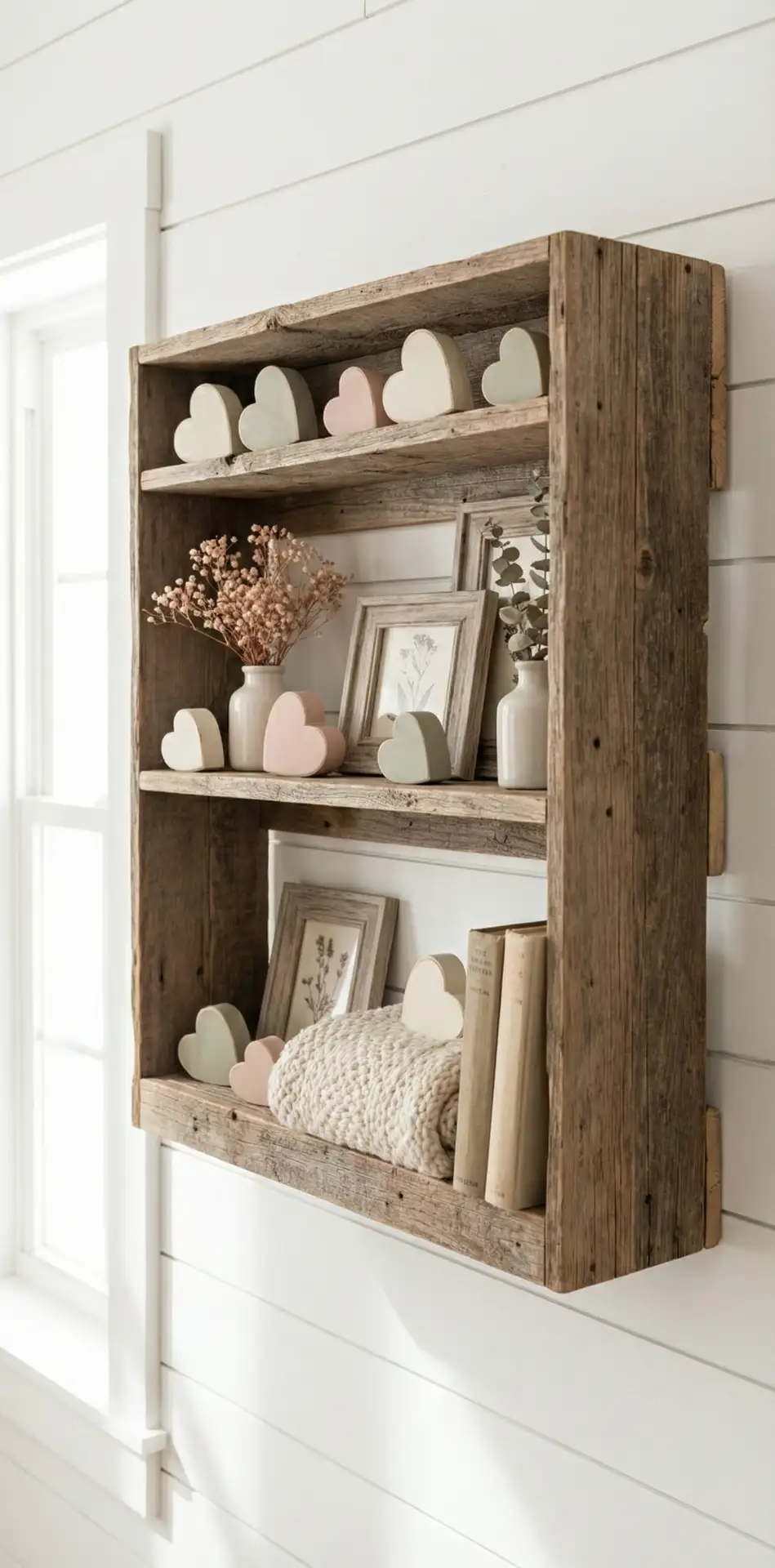 DIY Craft Shelf with Painted Hearts 1