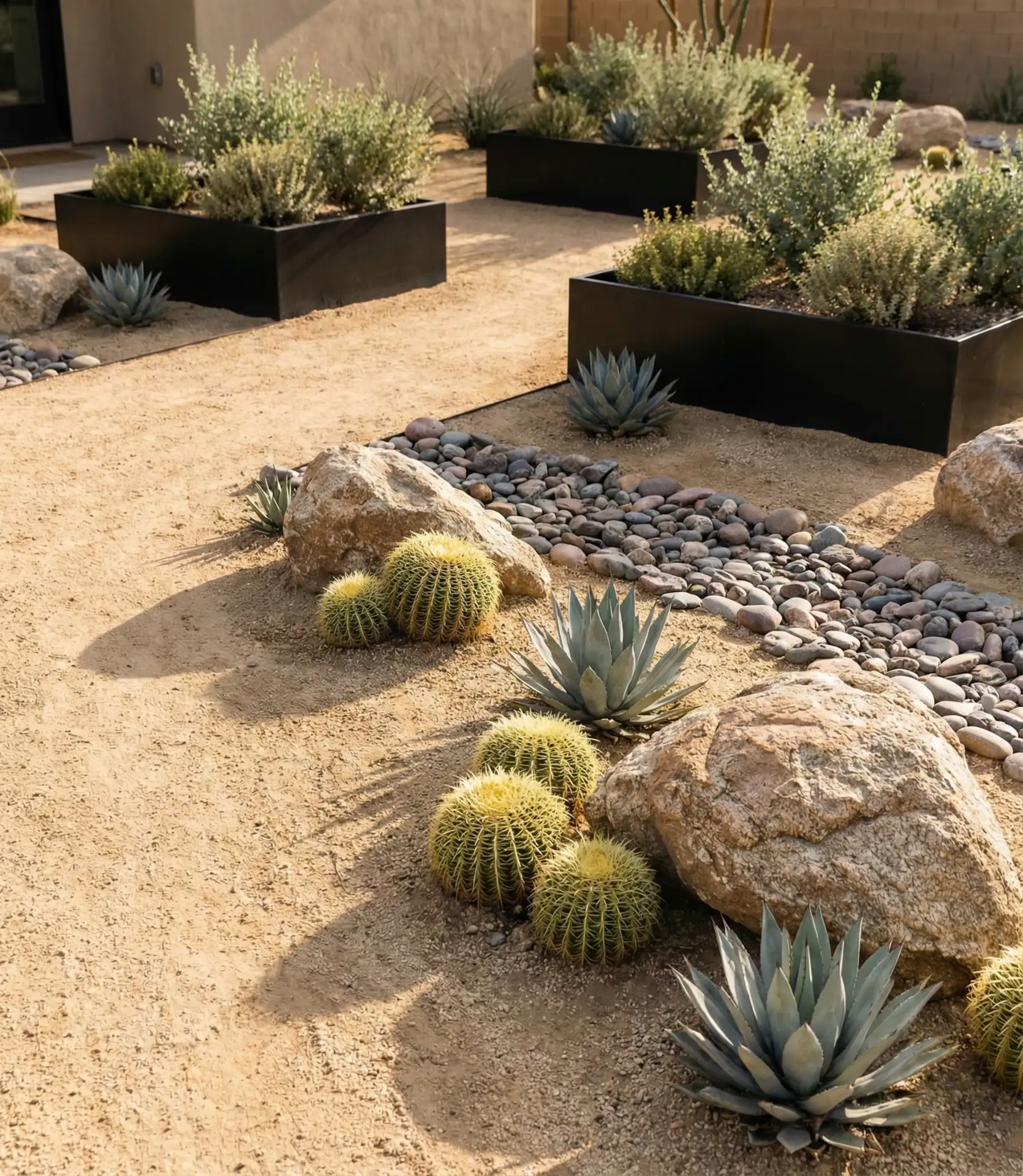 Desert-Modern Gravel and Cactus Garden 1