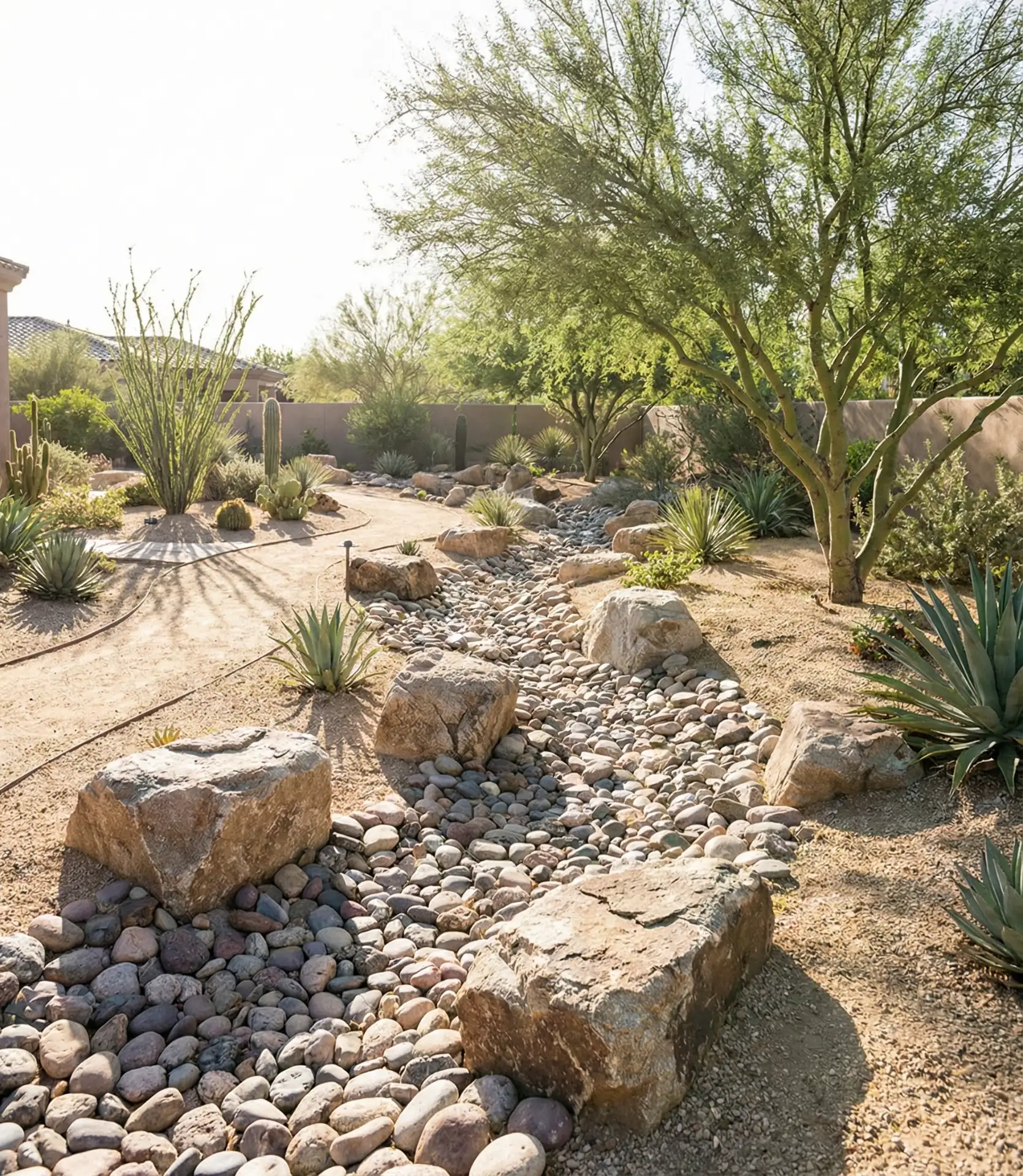 Desert Wash Dry Creek Bed with Native Boulders 2