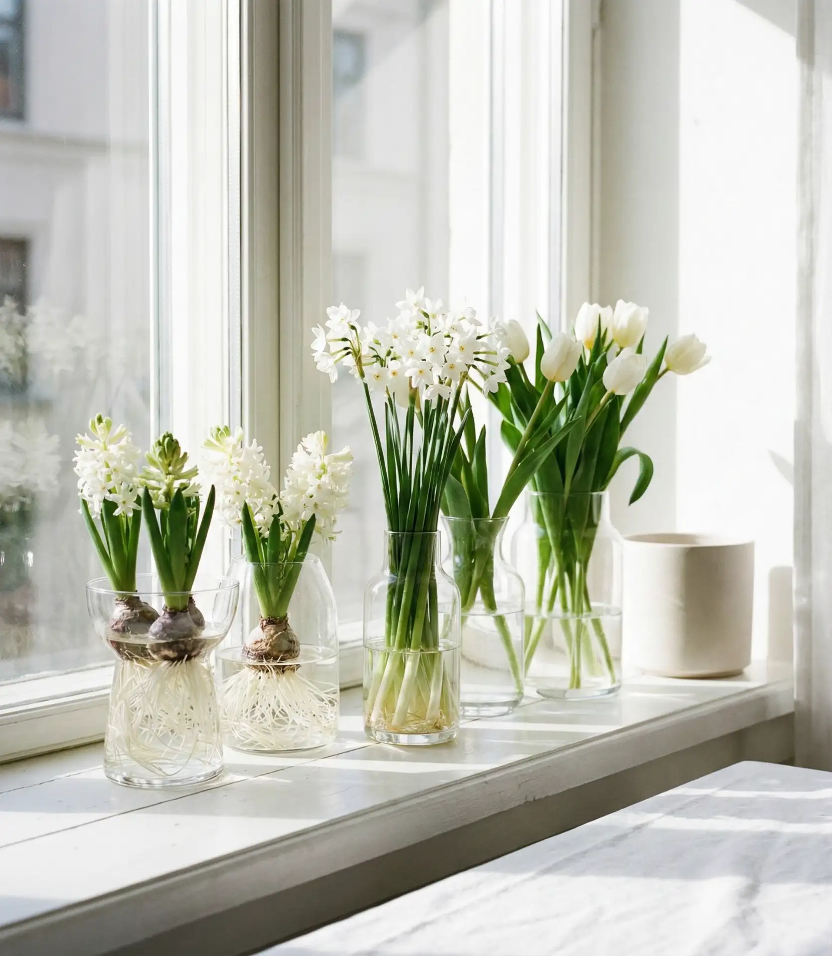 Early Spring Bulb Forcing in Clear Vessels 1