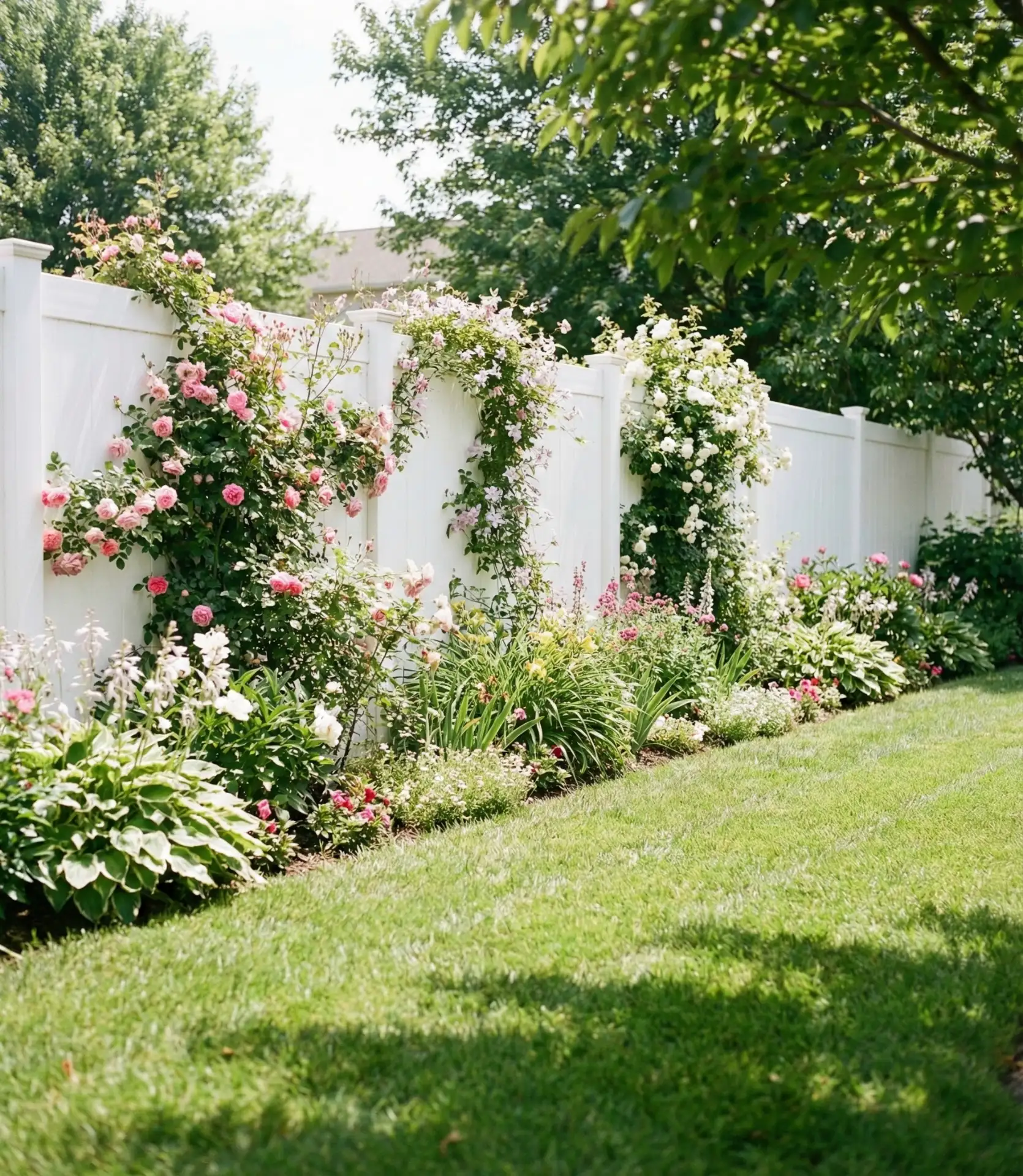 Elegant White Vinyl Fence Garden 1