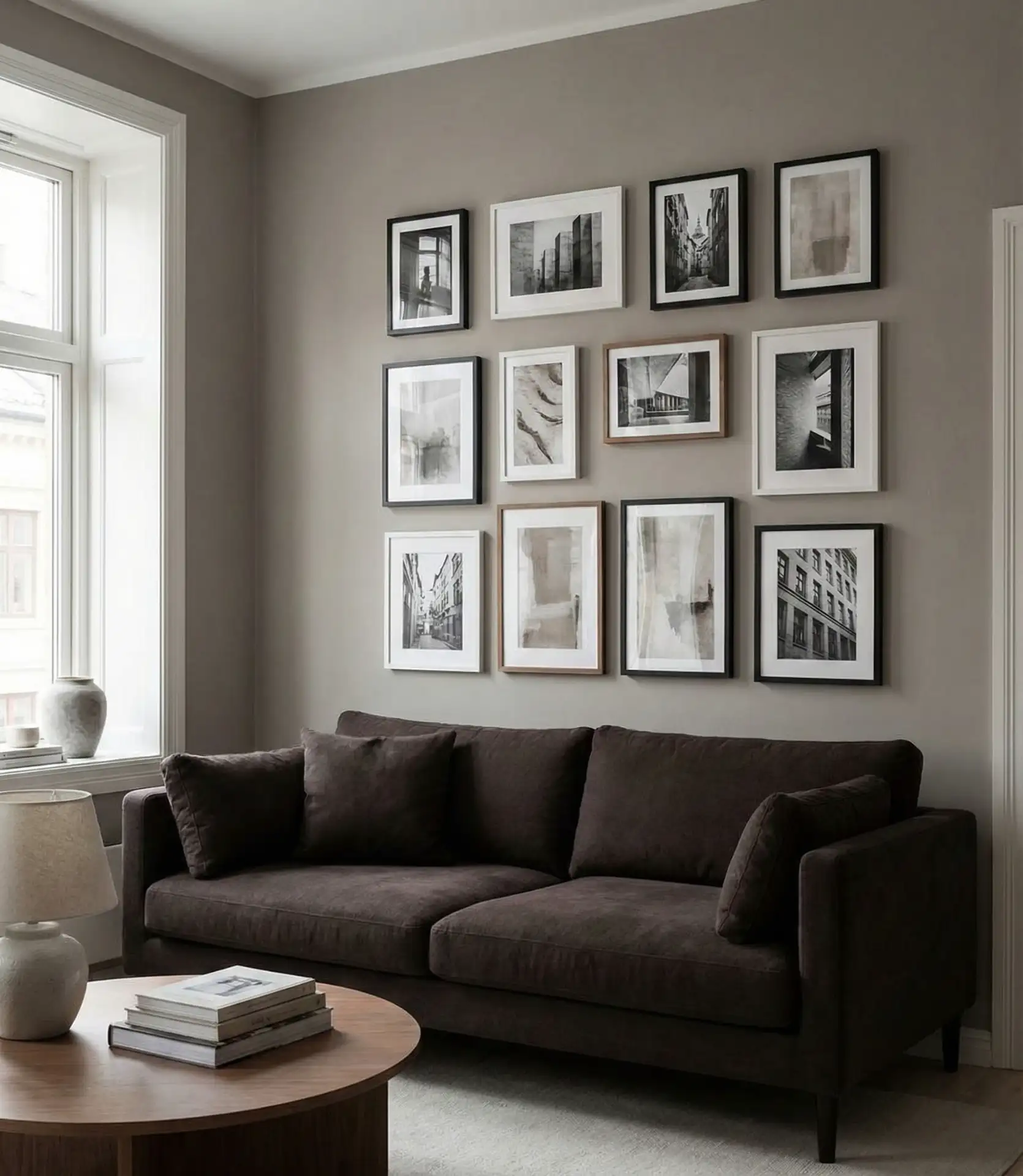 Espresso Sofa for Gallery Wall Backdrop 1