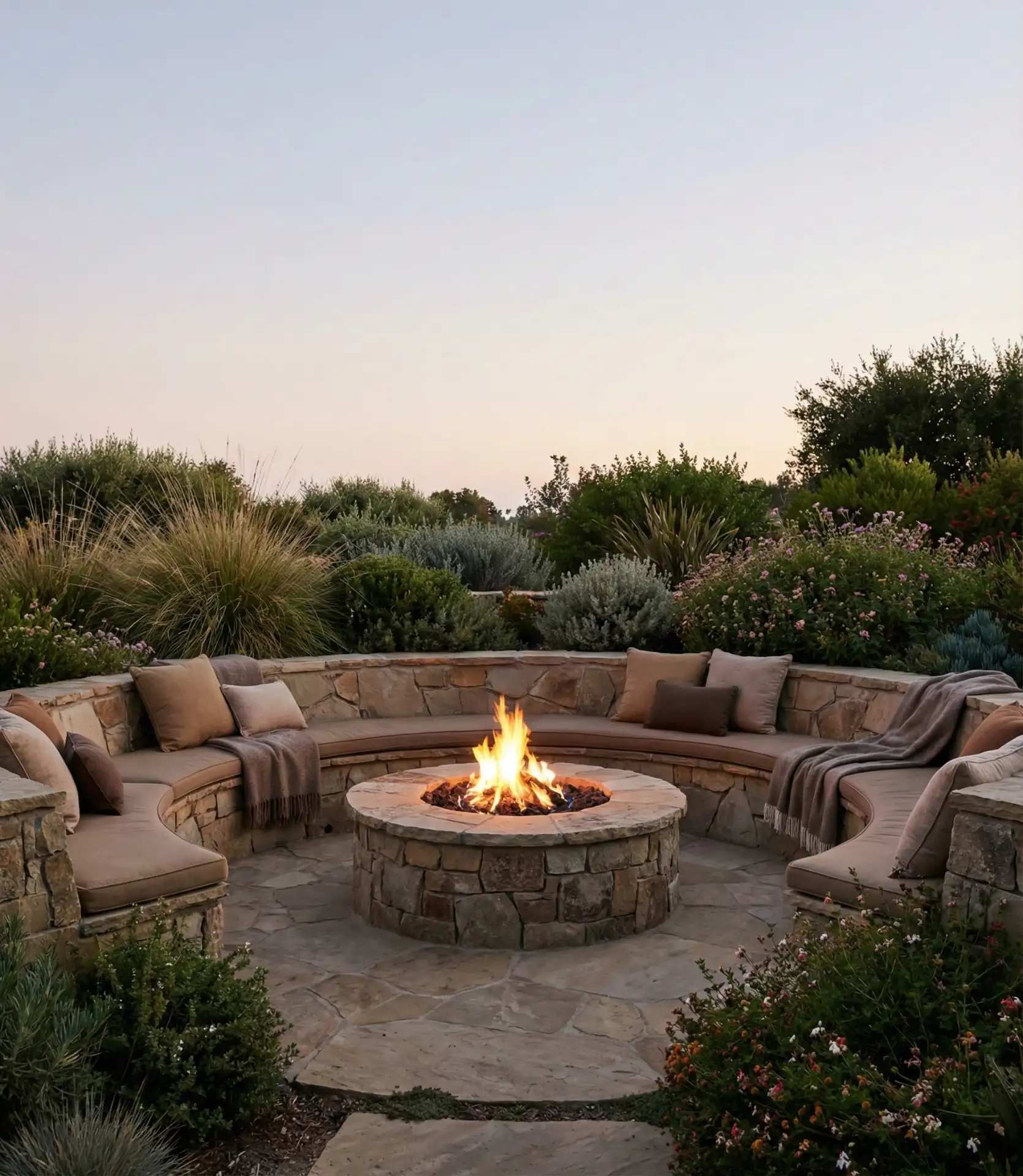 Fire Pit Circle with Built-In Seating 1